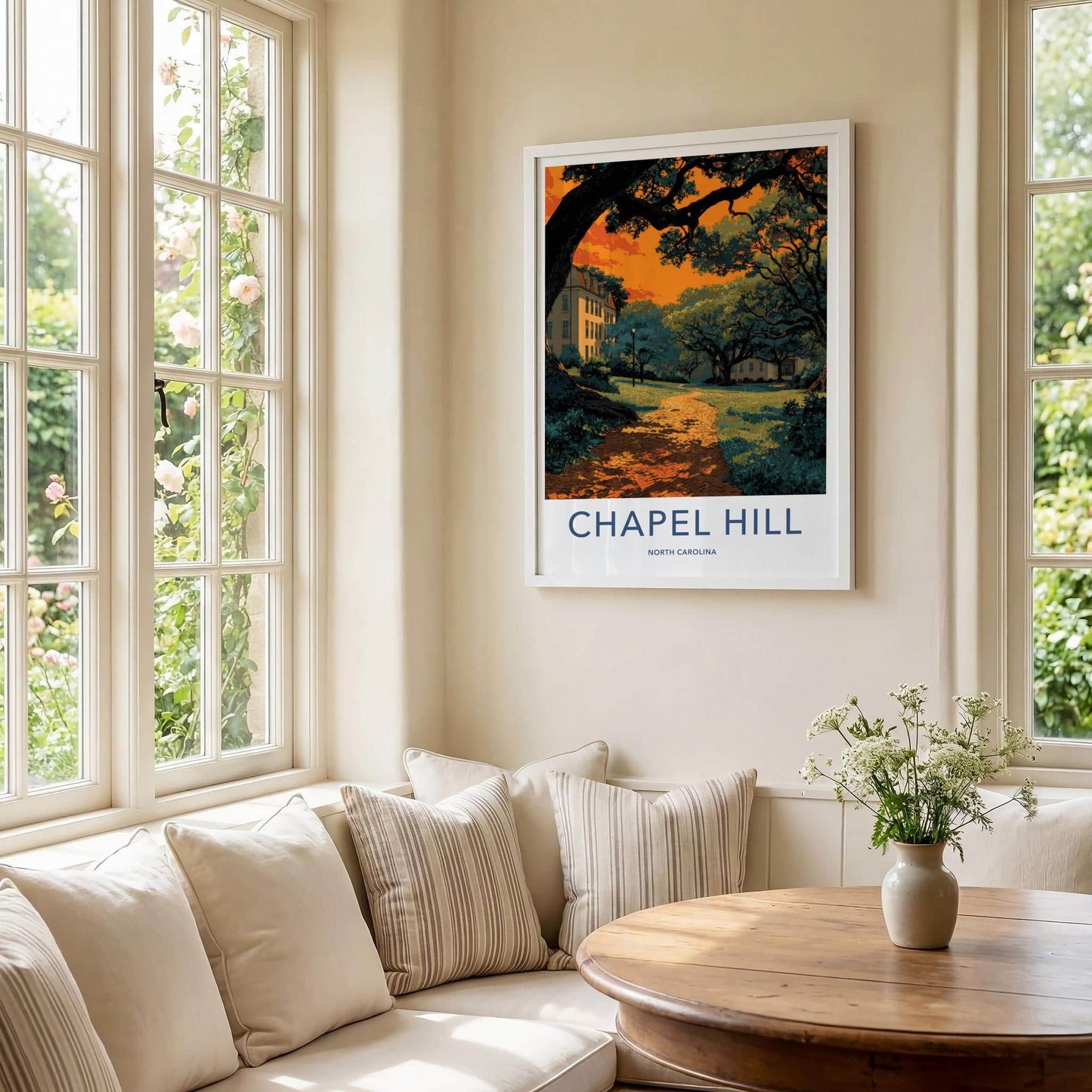 Chapel Hill Poster - North Carolina Art Print - Vibrant Campus Path Wall Decor