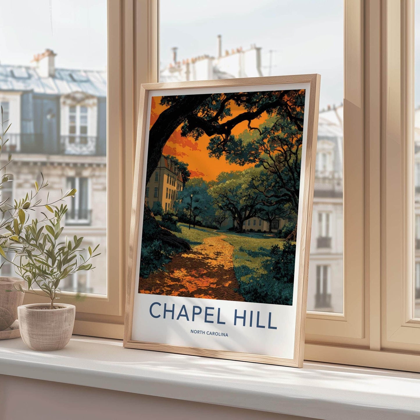 Chapel Hill Poster - North Carolina Art Print - Vibrant Campus Path Wall Decor