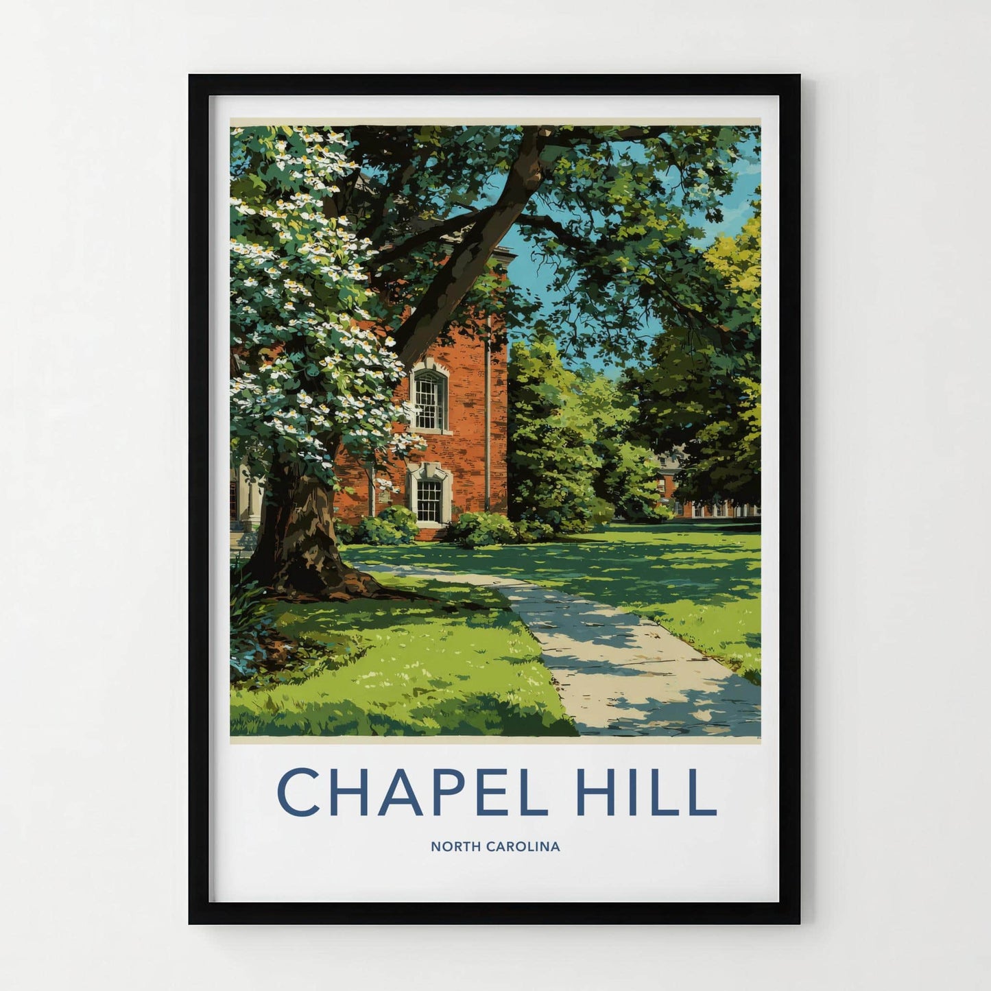 Chapel Hill Poster - North Carolina Travel Art - Blooming Campus View Lounge Decor