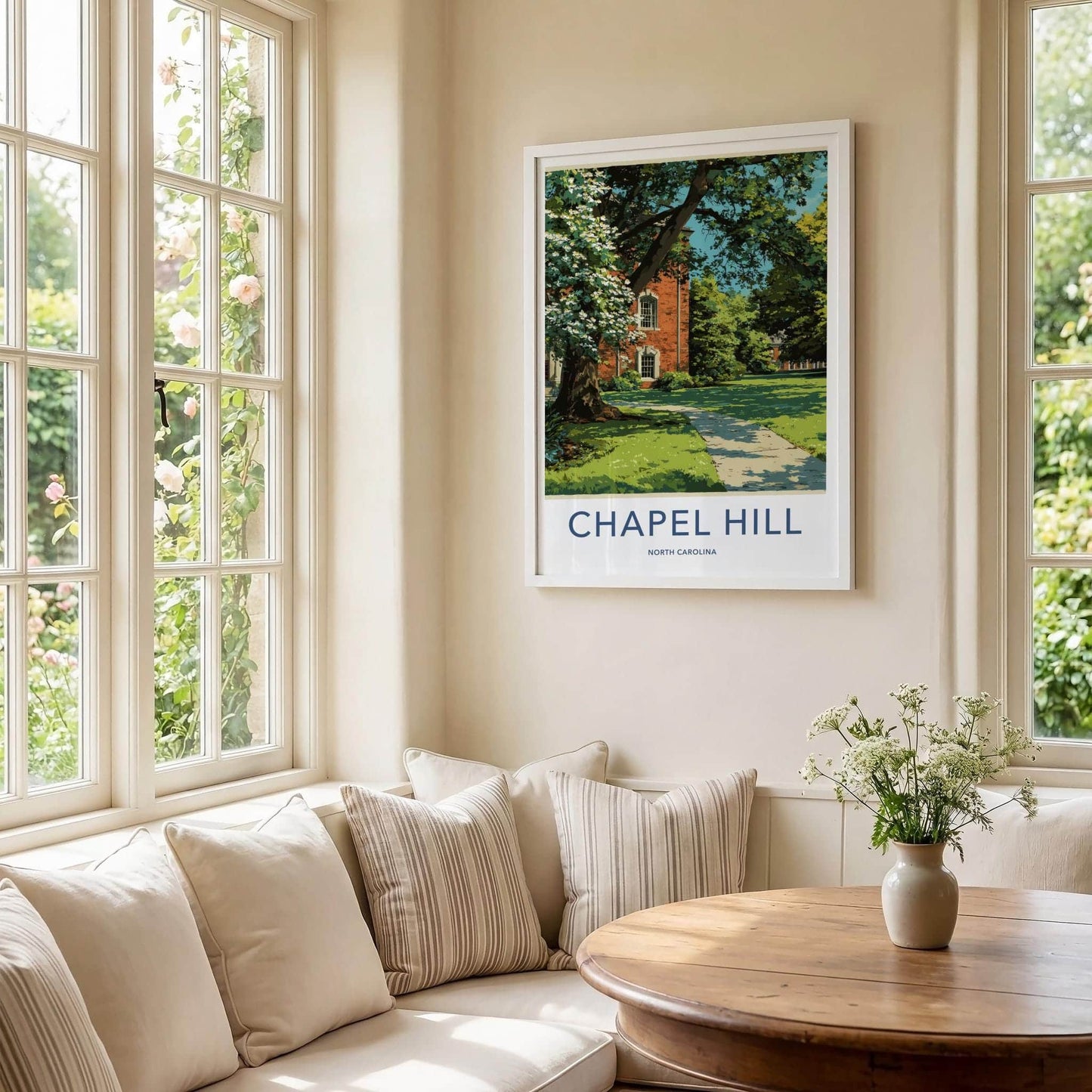 Chapel Hill Poster - North Carolina Travel Art - Blooming Campus View Lounge Decor