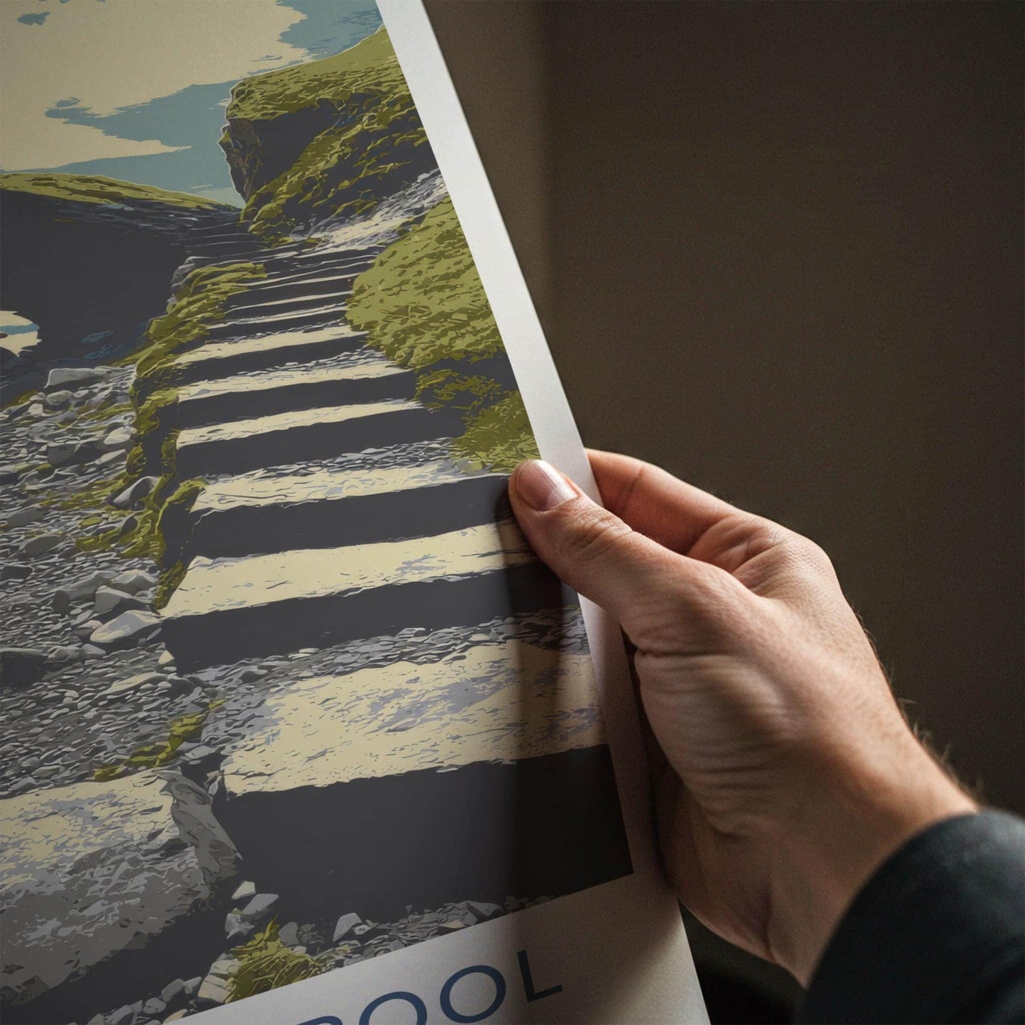 Chapman's Pool Poster - England Travel Art - Stone Steps Lake Wall Decor