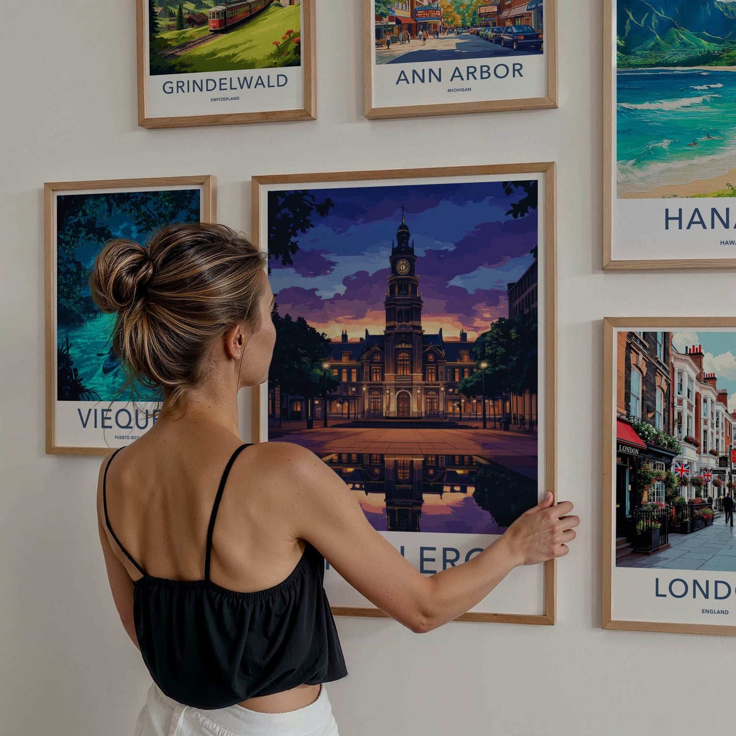 Charleroi Poster - Belgium Wall Art - Dusk Building Reflection Home Decor