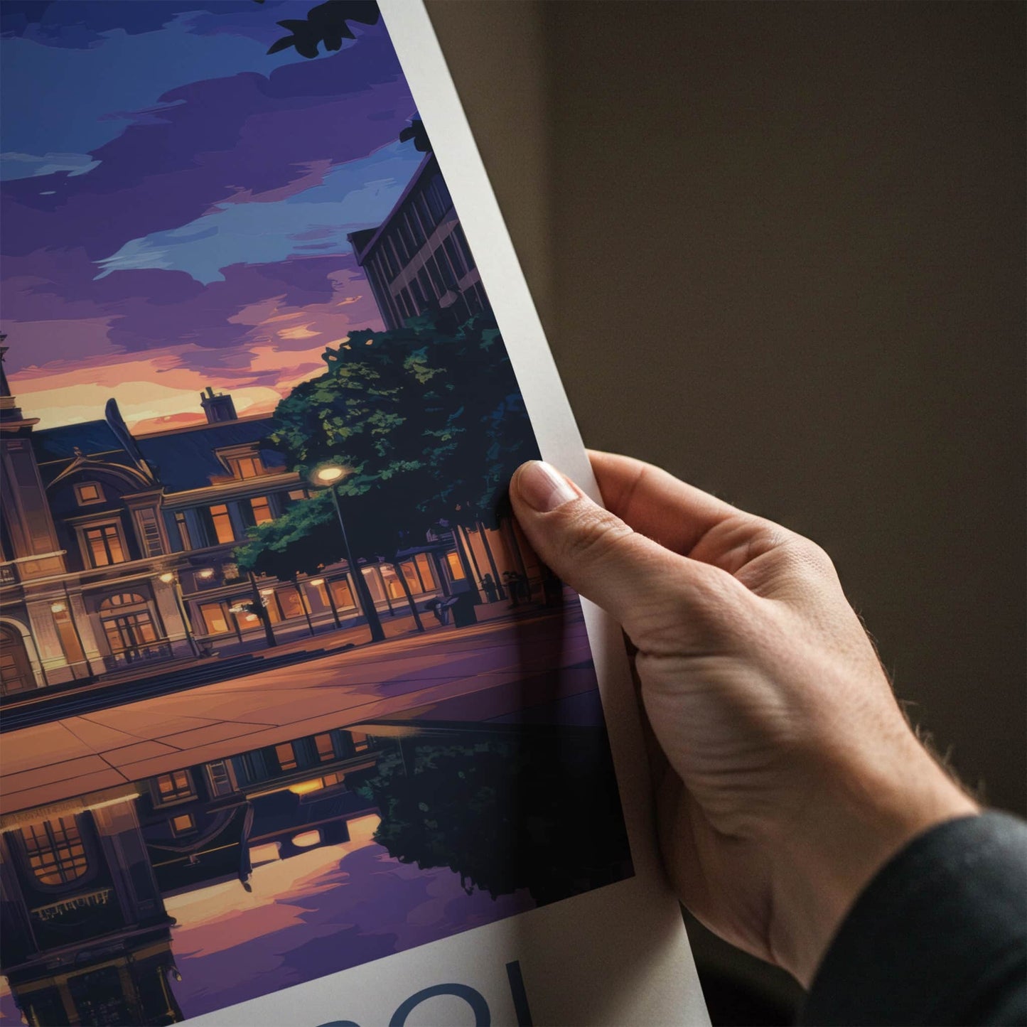Charleroi Poster - Belgium Wall Art - Dusk Building Reflection Home Decor