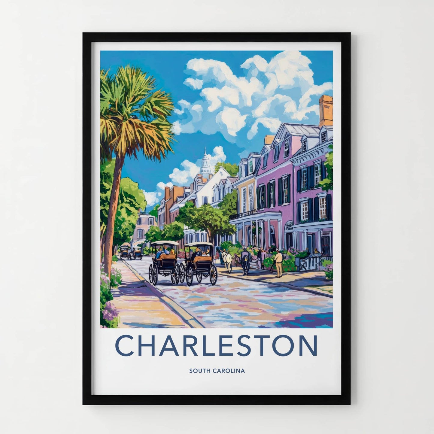 Charleston Poster - South Carolina Travel Art - Historic City Street Wall Decor