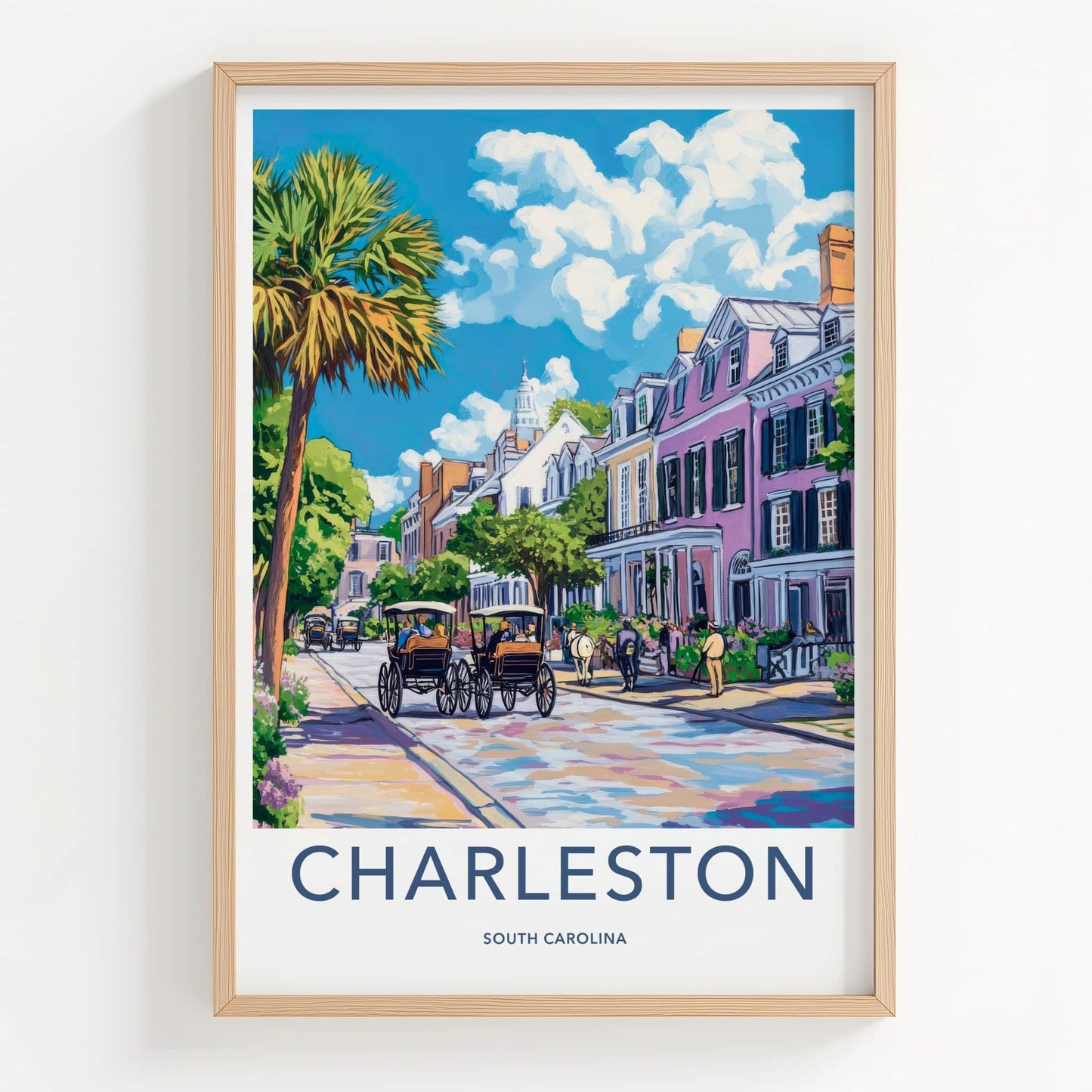 Charleston Poster - South Carolina Travel Art - Historic City Street Wall Decor