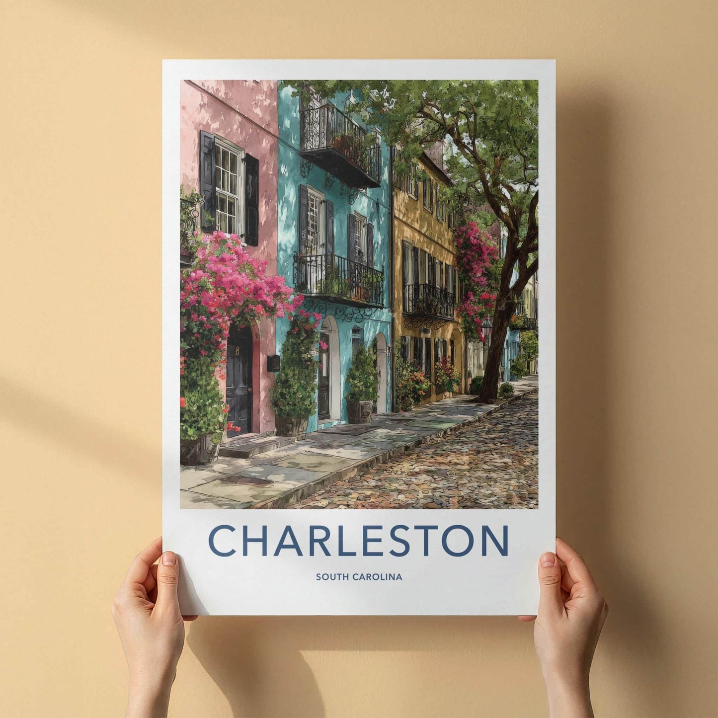 Charleston Poster - South Carolina Wall Art - colourful street Home Decor