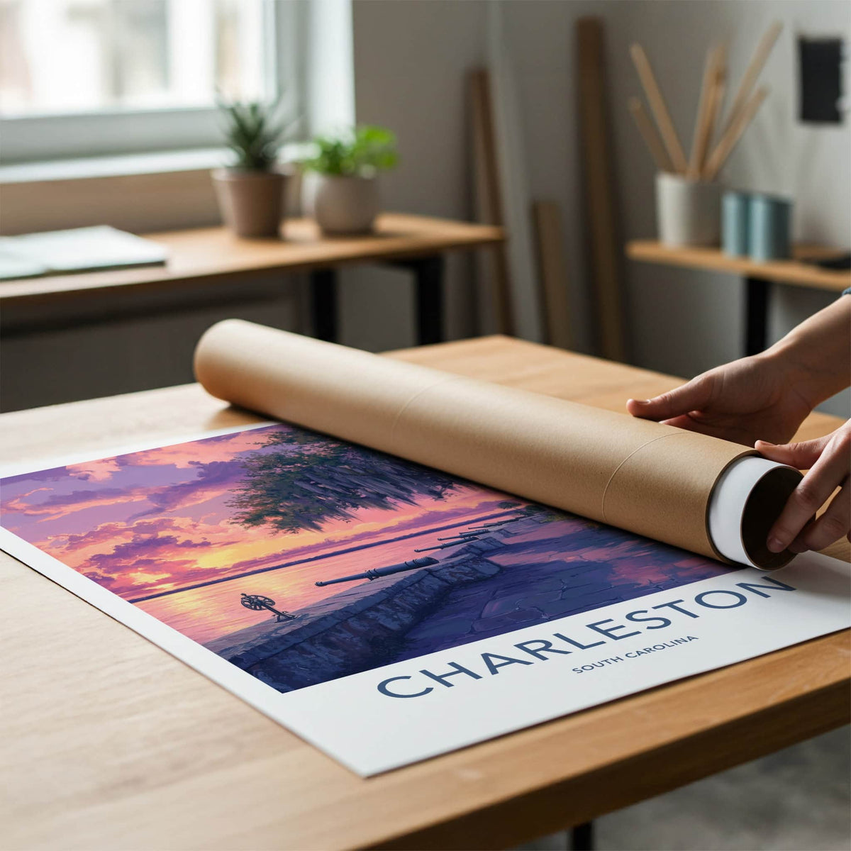 Charleston Poster - South Carolina Wall Art - Historic Waterfront Sunset Home Decor
