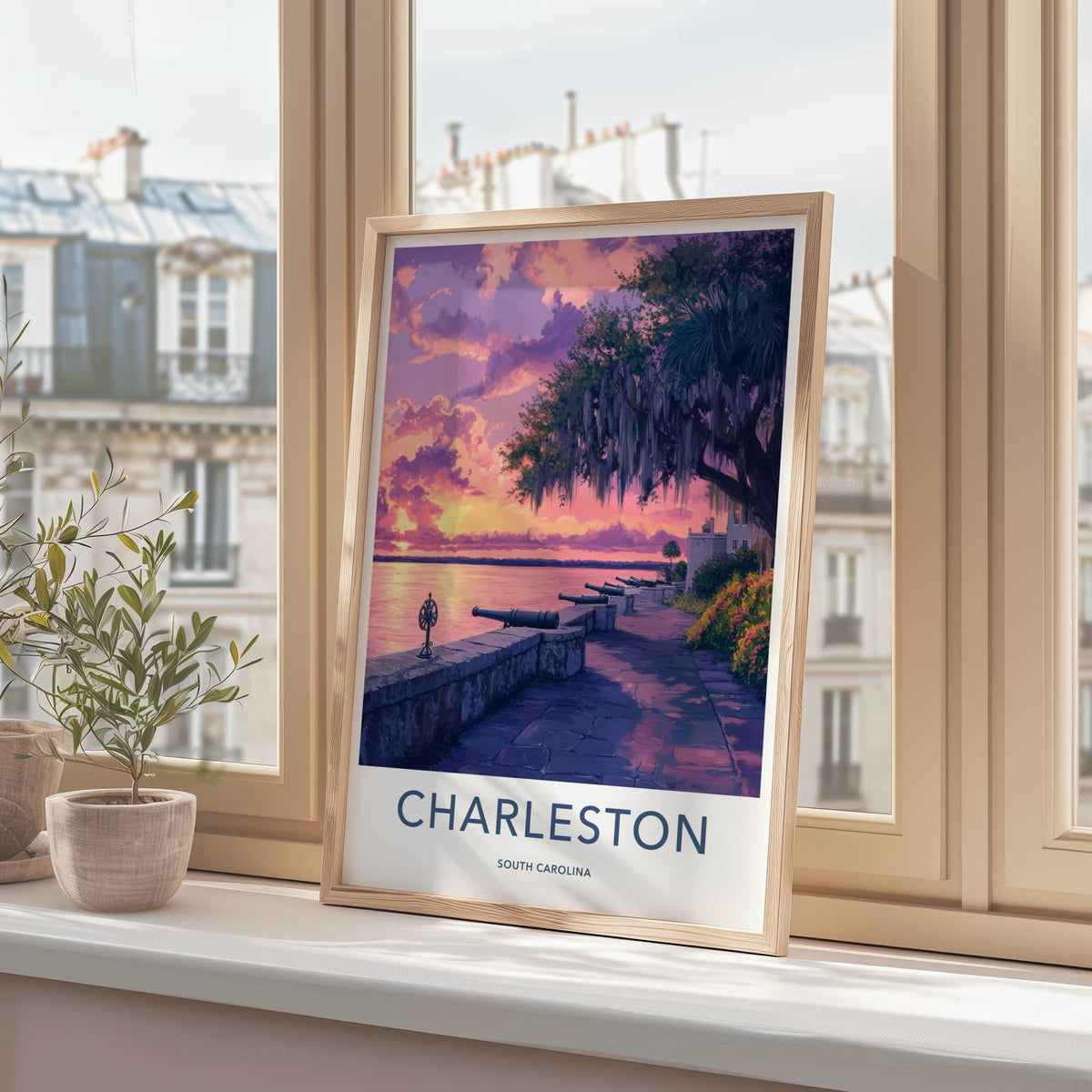 Charleston Poster - South Carolina Wall Art - Historic Waterfront Sunset Home Decor