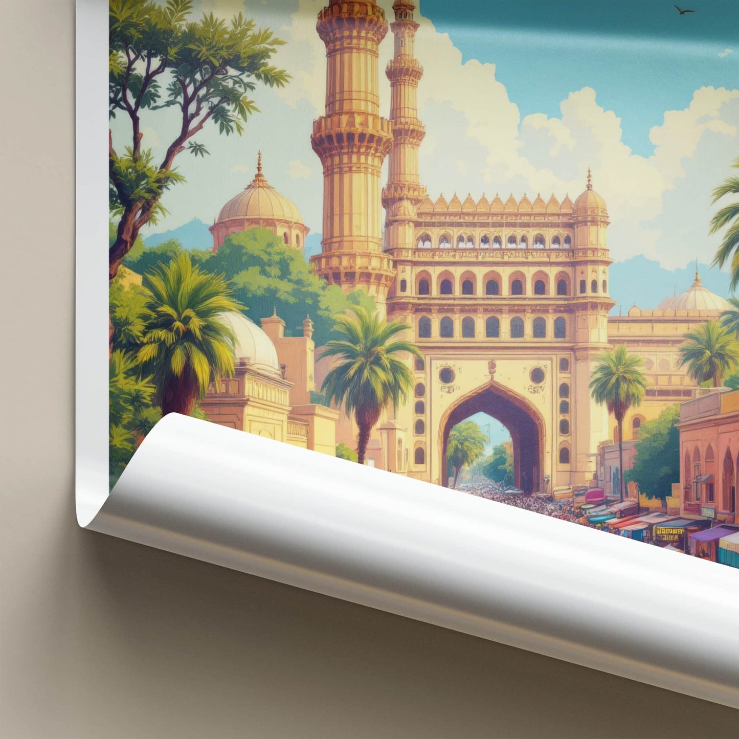 Charminar Poster - India Art Print - Telangana Charminar Market Wall Decor