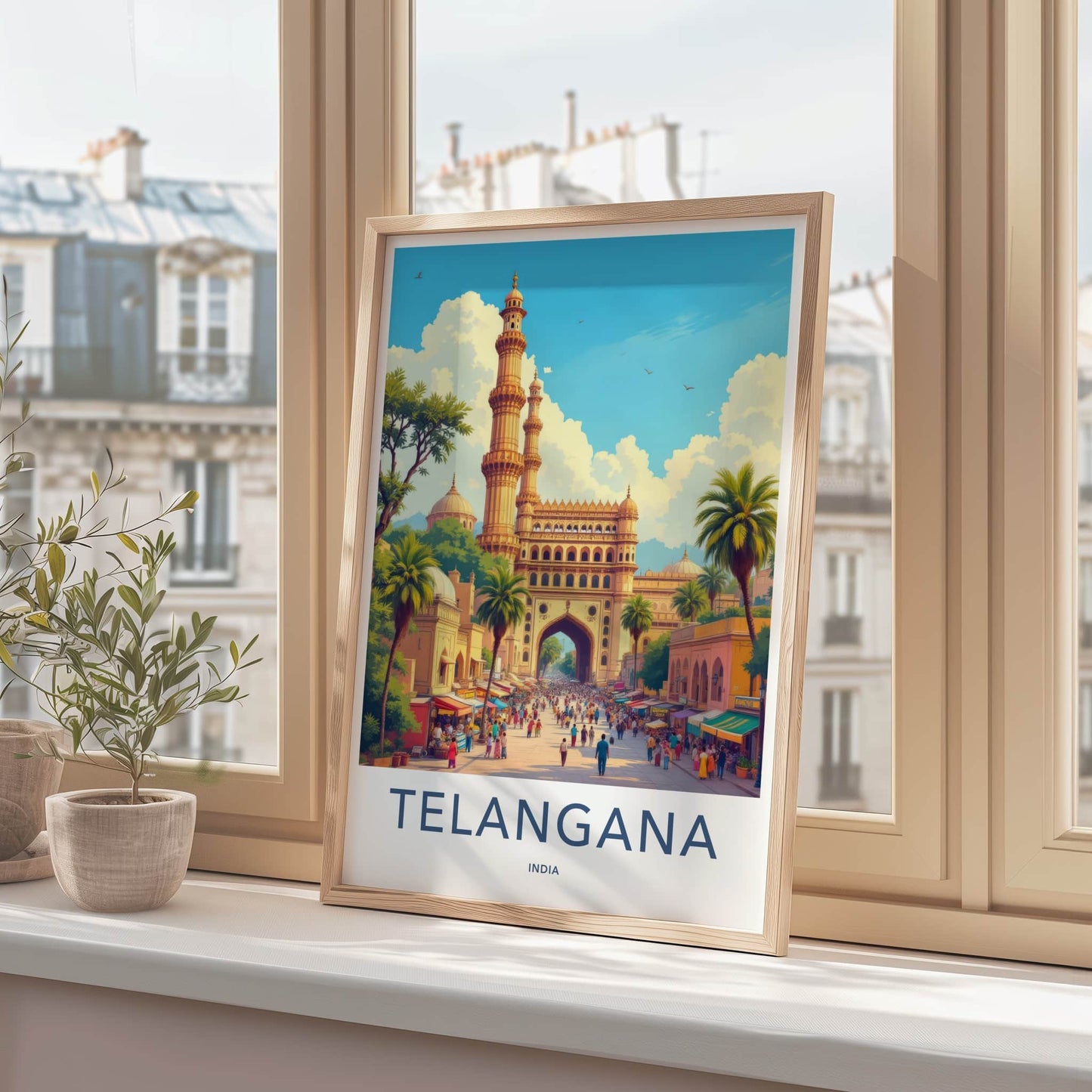 Charminar Poster - India Art Print - Telangana Charminar Market Wall Decor