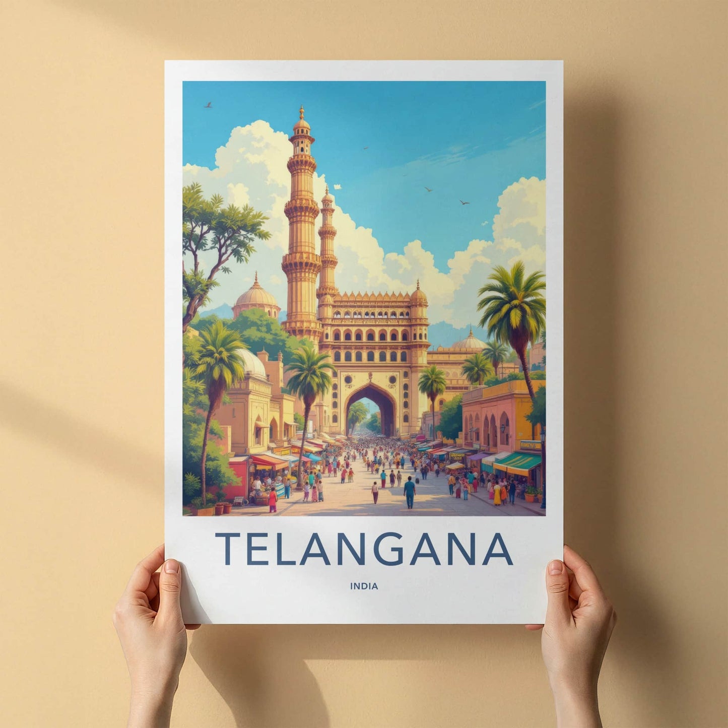 Charminar Poster - India Art Print - Telangana Charminar Market Wall Decor