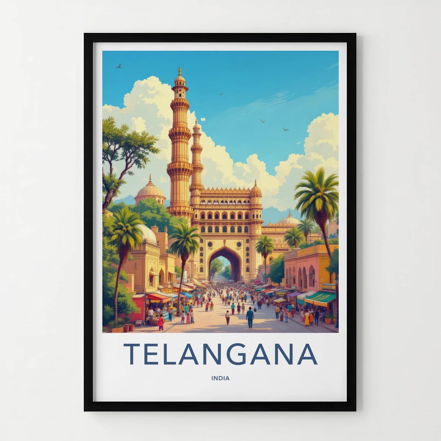 Charminar Poster - India Art Print - Telangana Charminar Market Wall Decor