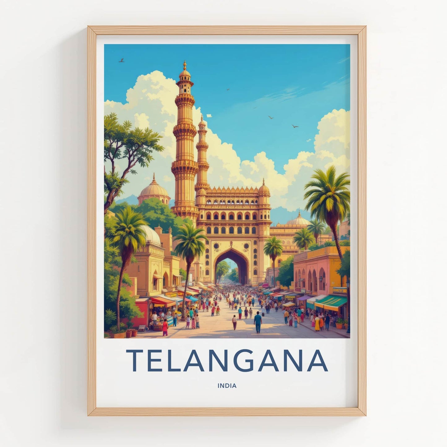 Charminar Poster - India Art Print - Telangana Charminar Market Wall Decor