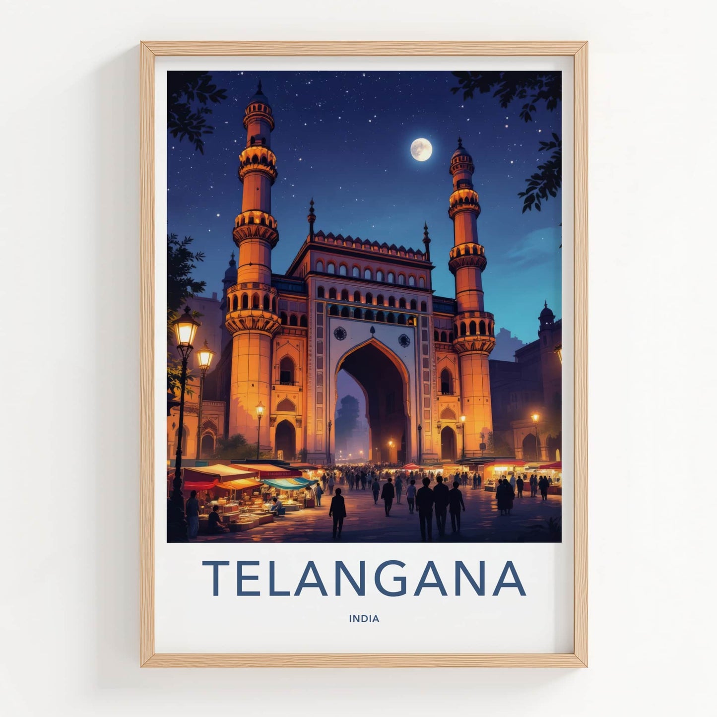 Charminar Poster - India Travel Art - Charminar Night Scene Telangana Wall Decor