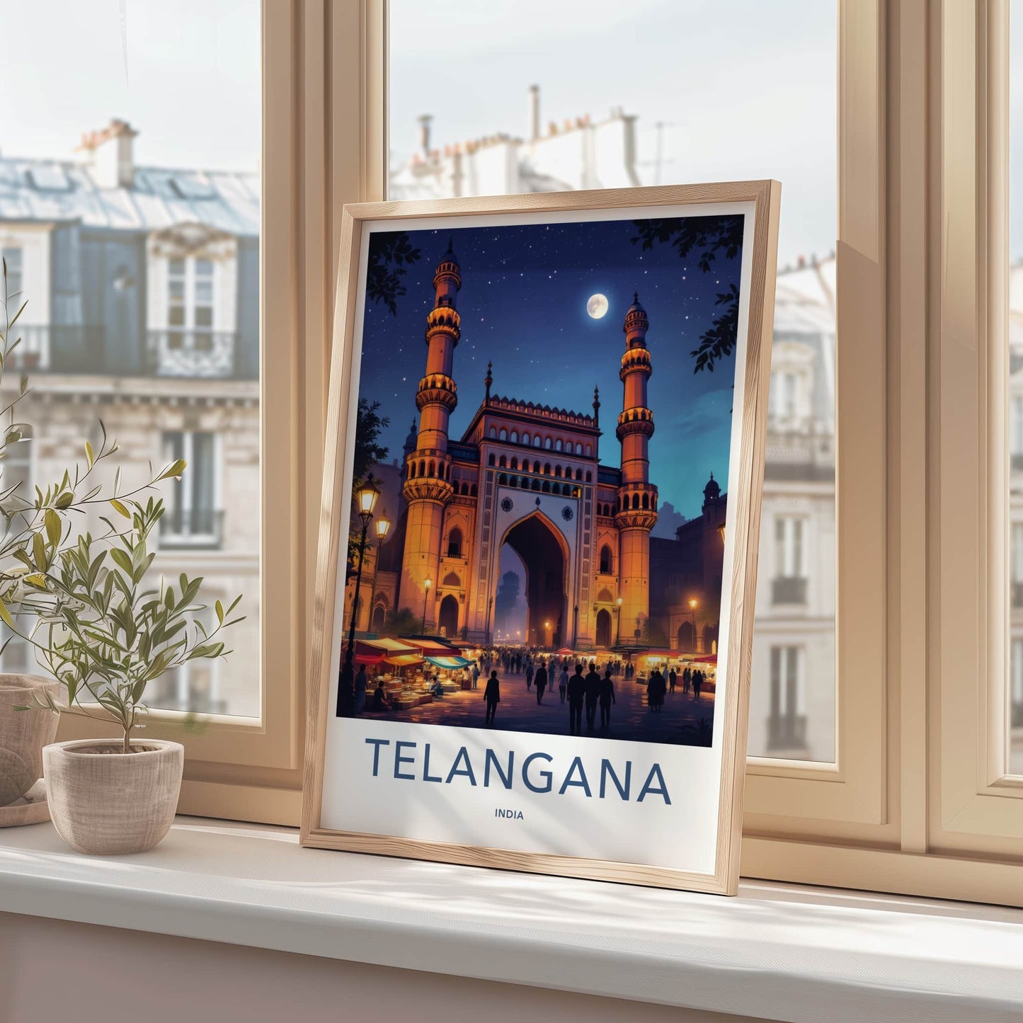 Charminar Poster - India Travel Art - Charminar Night Scene Telangana Wall Decor