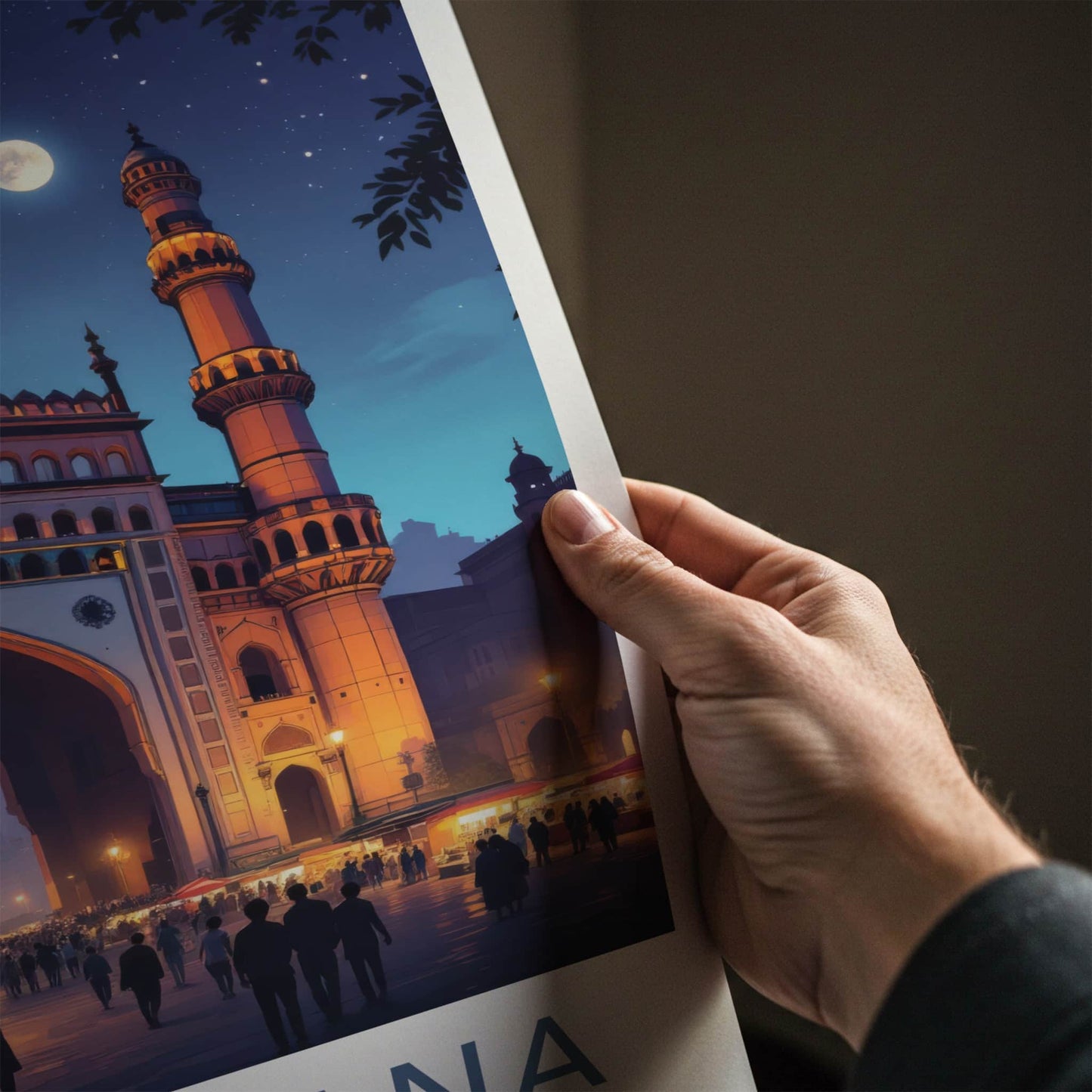 Charminar Poster - India Travel Art - Charminar Night Scene Telangana Wall Decor