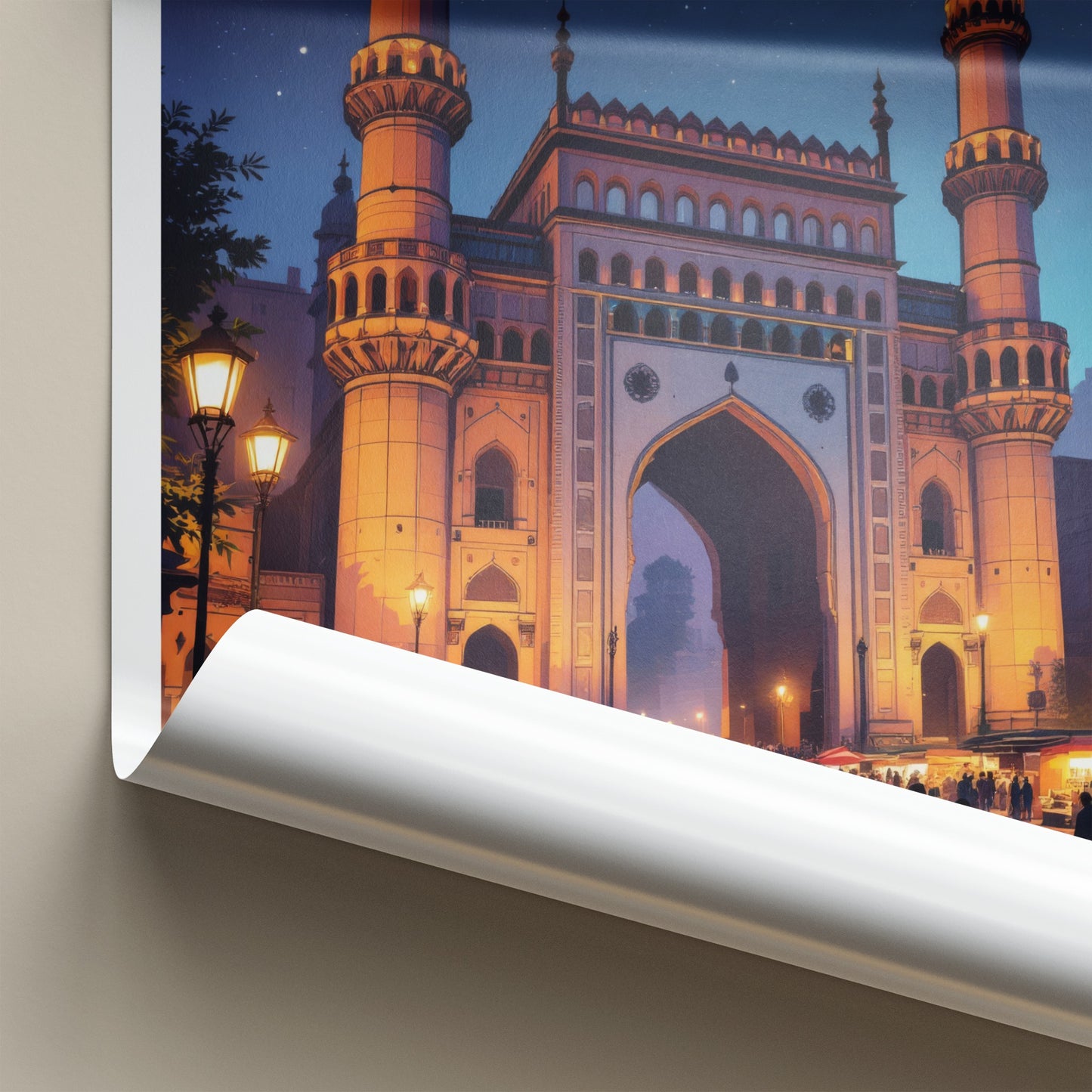 Charminar Poster - India Travel Art - Charminar Night Scene Telangana Wall Decor