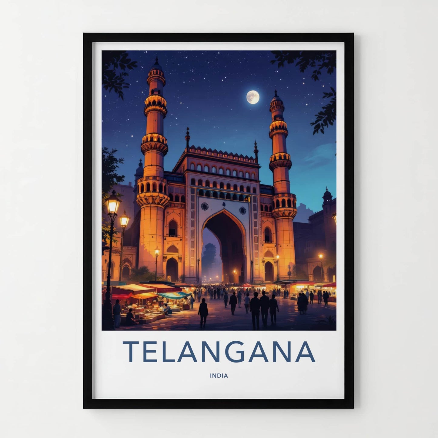 Charminar Poster - India Travel Art - Charminar Night Scene Telangana Wall Decor
