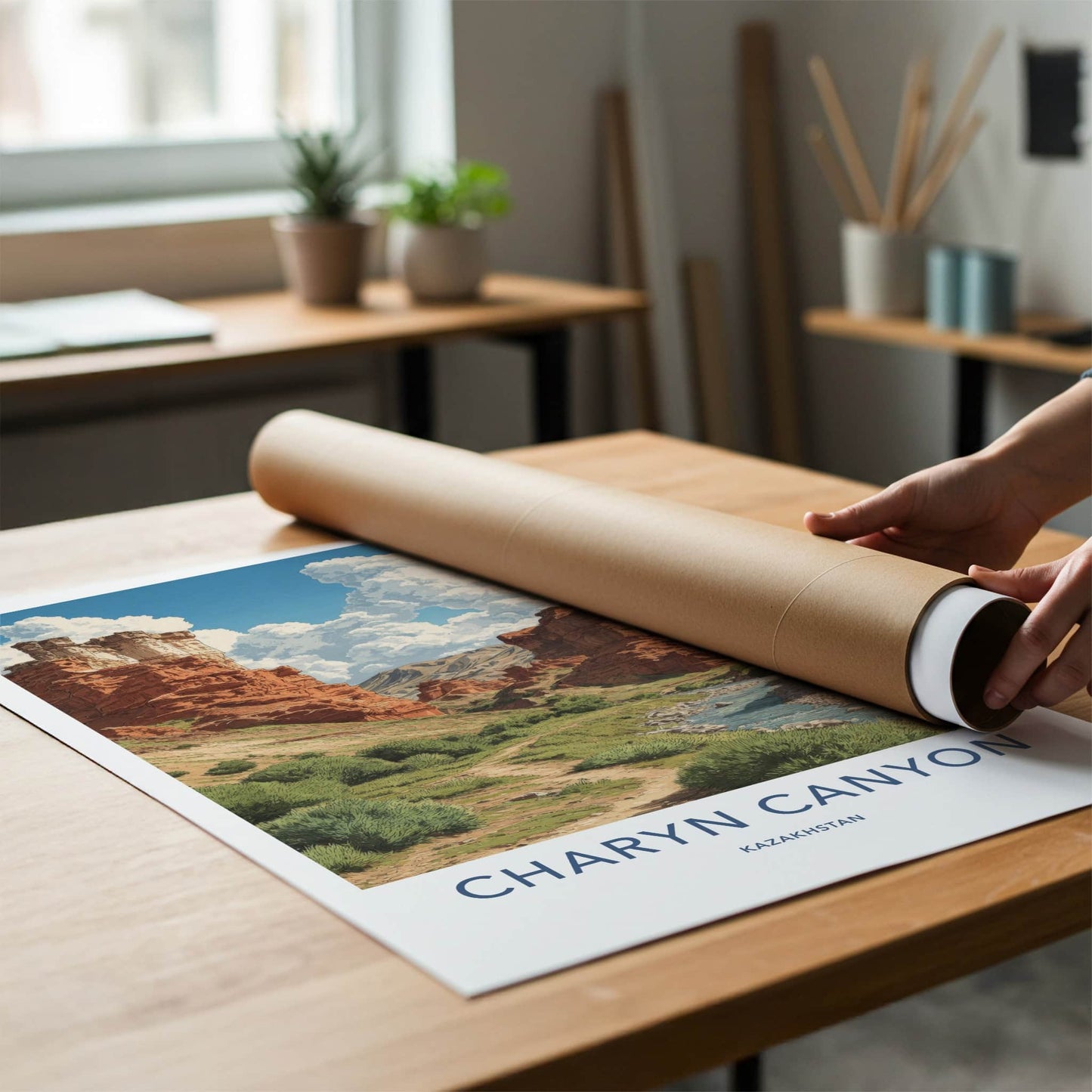 Charyn Canyon Poster - Kazakhstan Travel Art - Red Rock Valley Gallery Art
