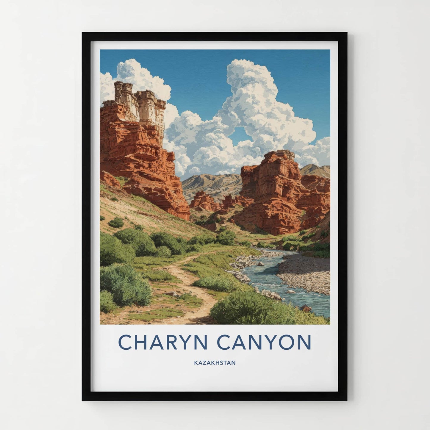 Charyn Canyon Poster - Kazakhstan Travel Art - Red Rock Valley Gallery Art