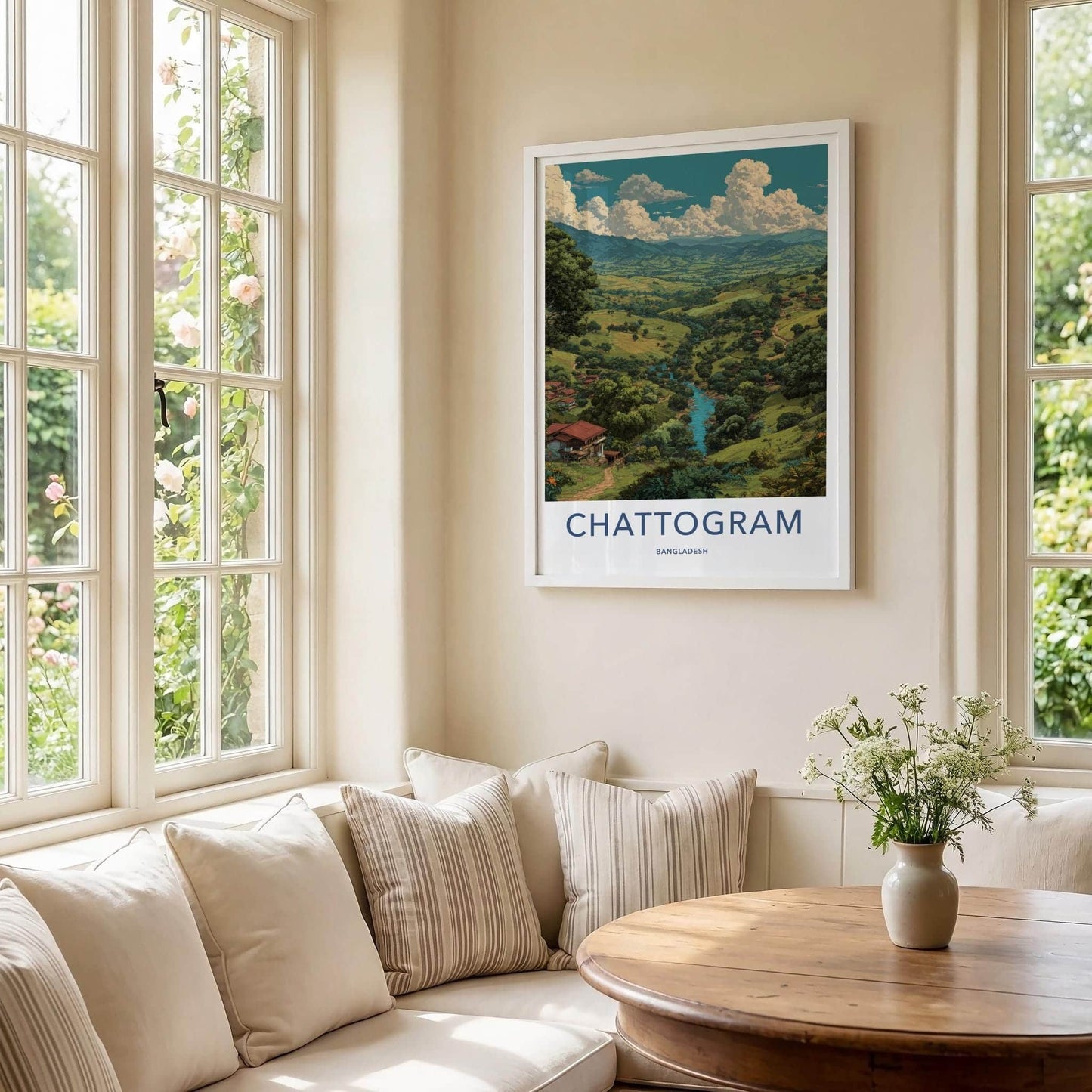Chattogram Poster - Bangladesh Scenic Art - Lush Valley River Home Decor