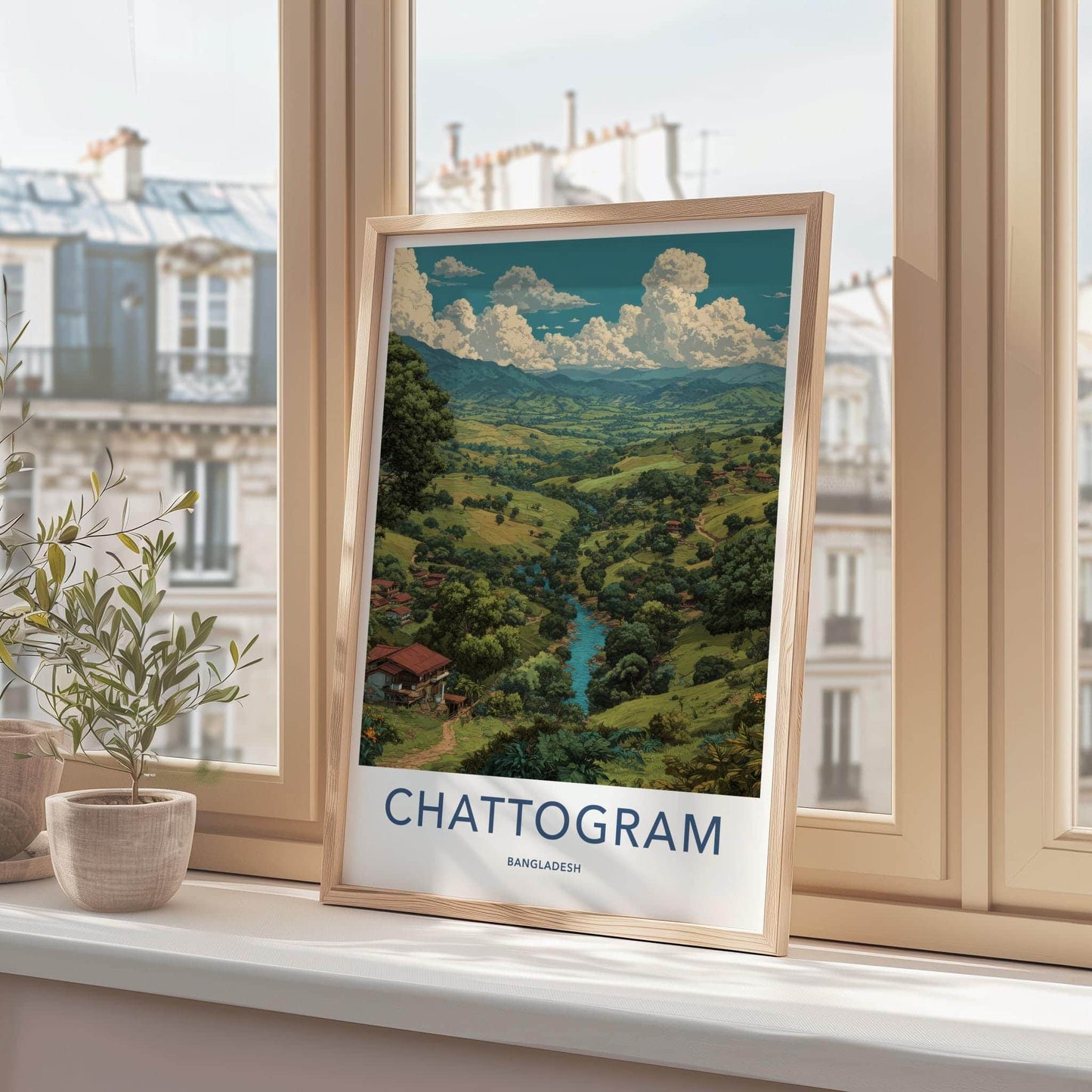 Chattogram Poster - Bangladesh Scenic Art - Lush Valley River Home Decor