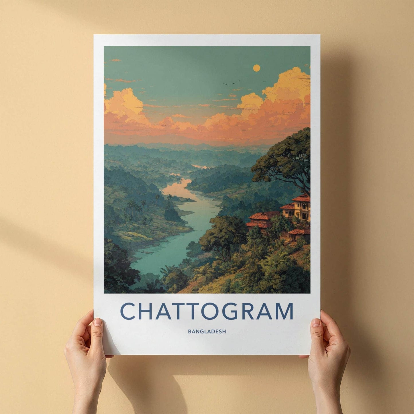 Chattogram Poster - Bangladesh Travel Art - Winding River Valley Home Decor