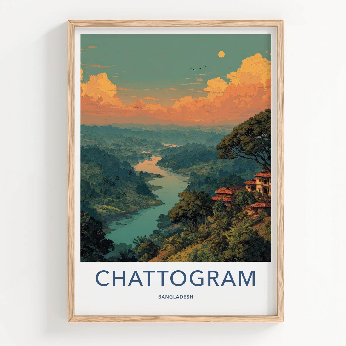 Chattogram Poster - Bangladesh Travel Art - Winding River Valley Home Decor
