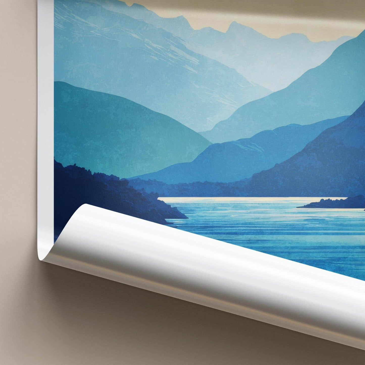 Chelenco Poster - Chile Travel Art - layered fjord vista Home Decor