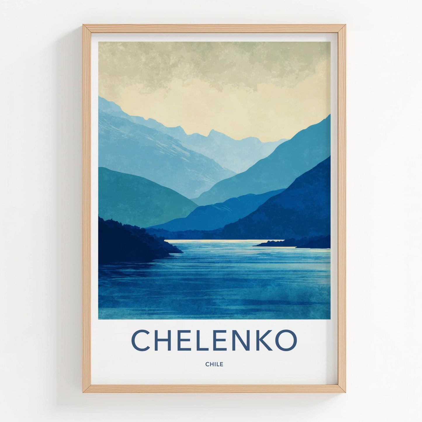 Chelenco Poster - Chile Travel Art - layered fjord vista Home Decor