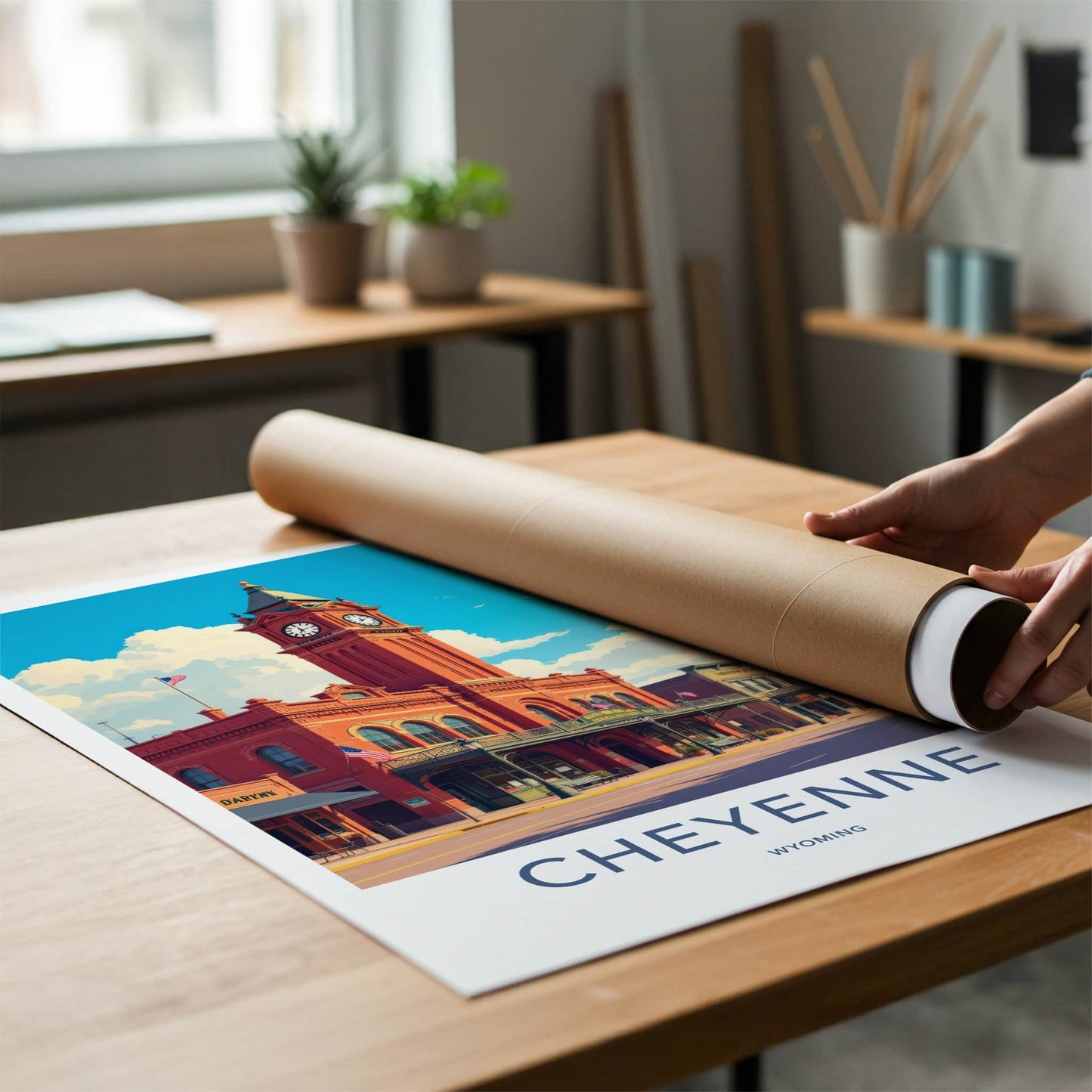 Cheyenne Poster - Wyoming Wall Art - Historic Clock Tower Home Decor