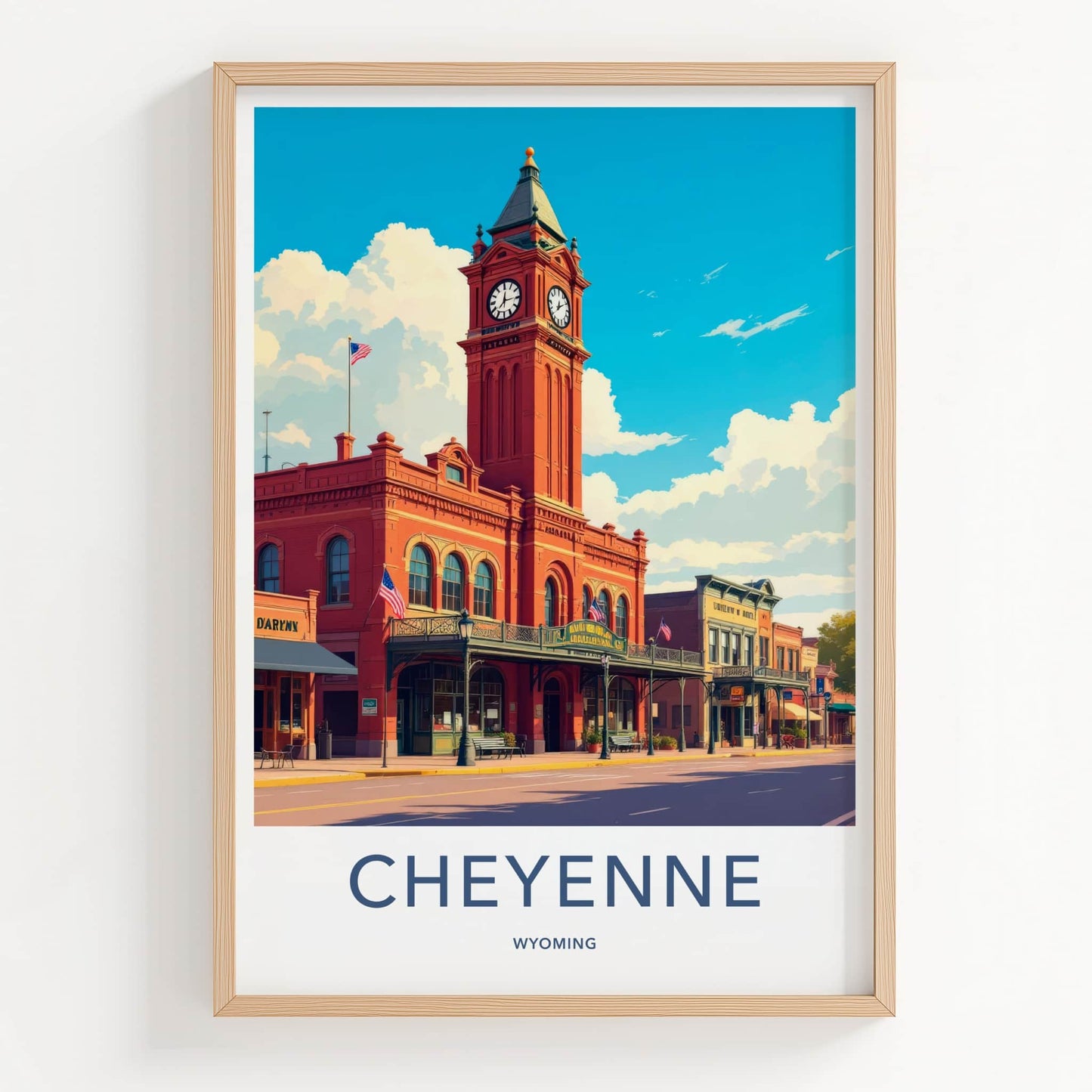 Cheyenne Poster - Wyoming Wall Art - Historic Clock Tower Home Decor