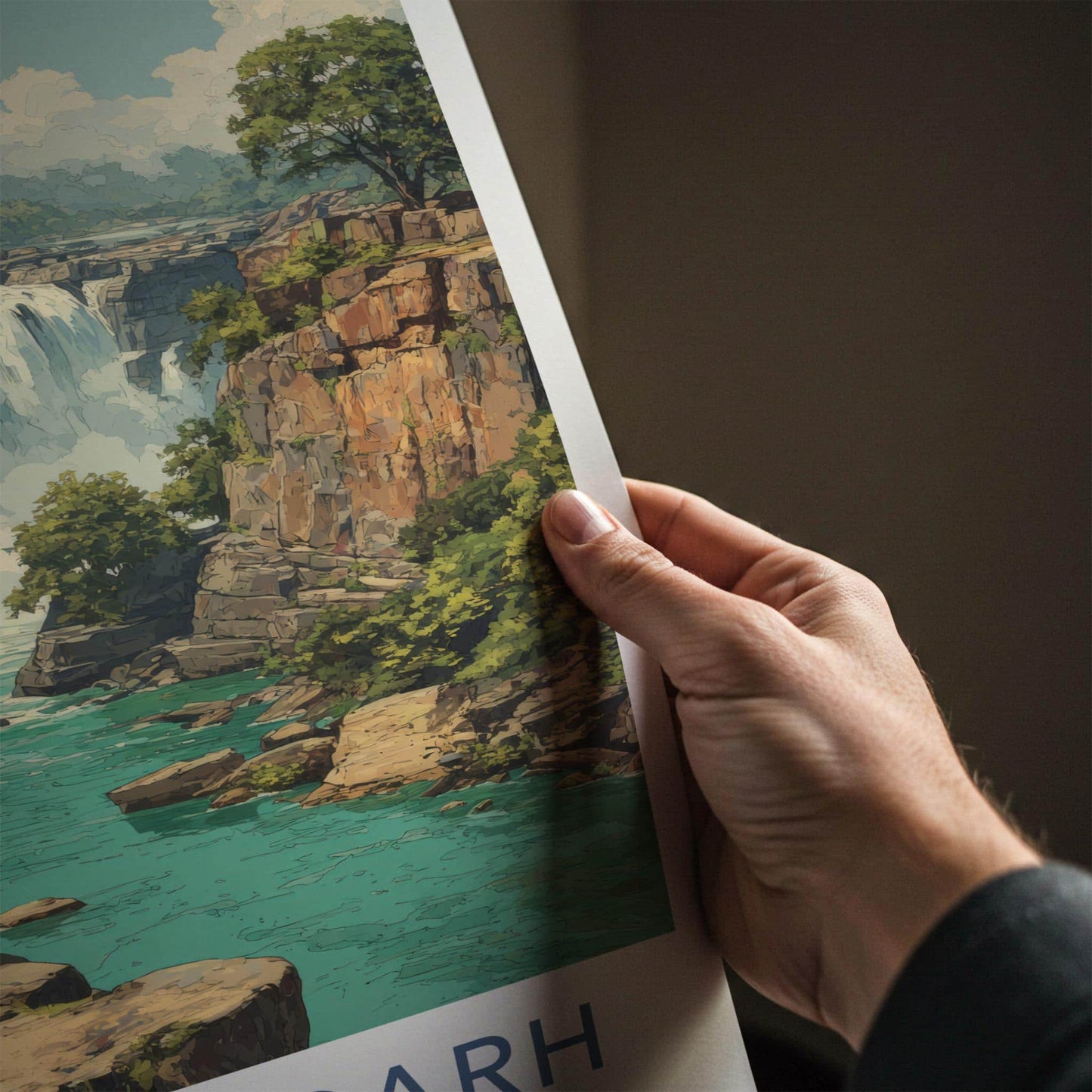 Chhattisgarh Poster - India Travel Art - Chhattisgarh Rocky Gorge Waterfalls Home Decor
