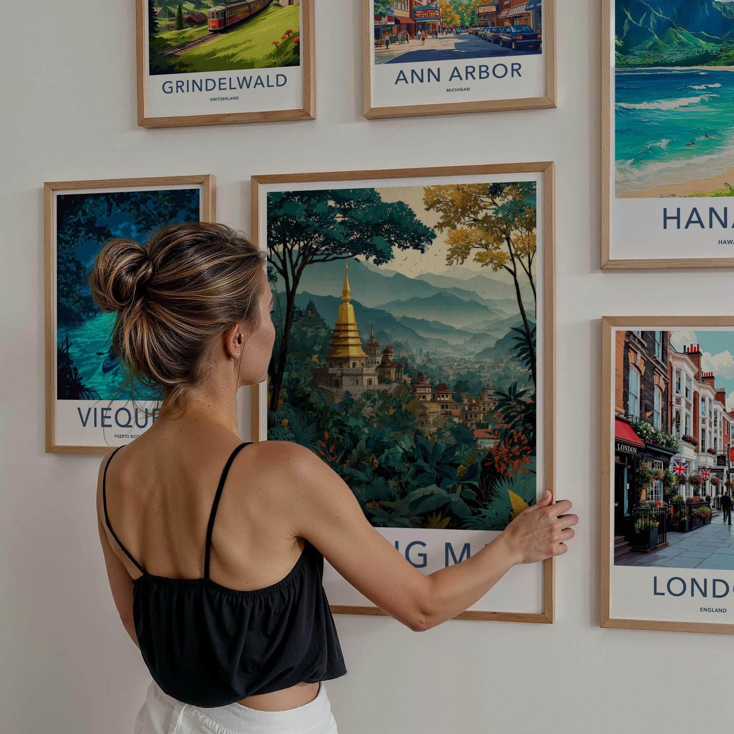 Chiang Mai Poster - Thailand Travel Art - Golden Temple Jungle Home Decor