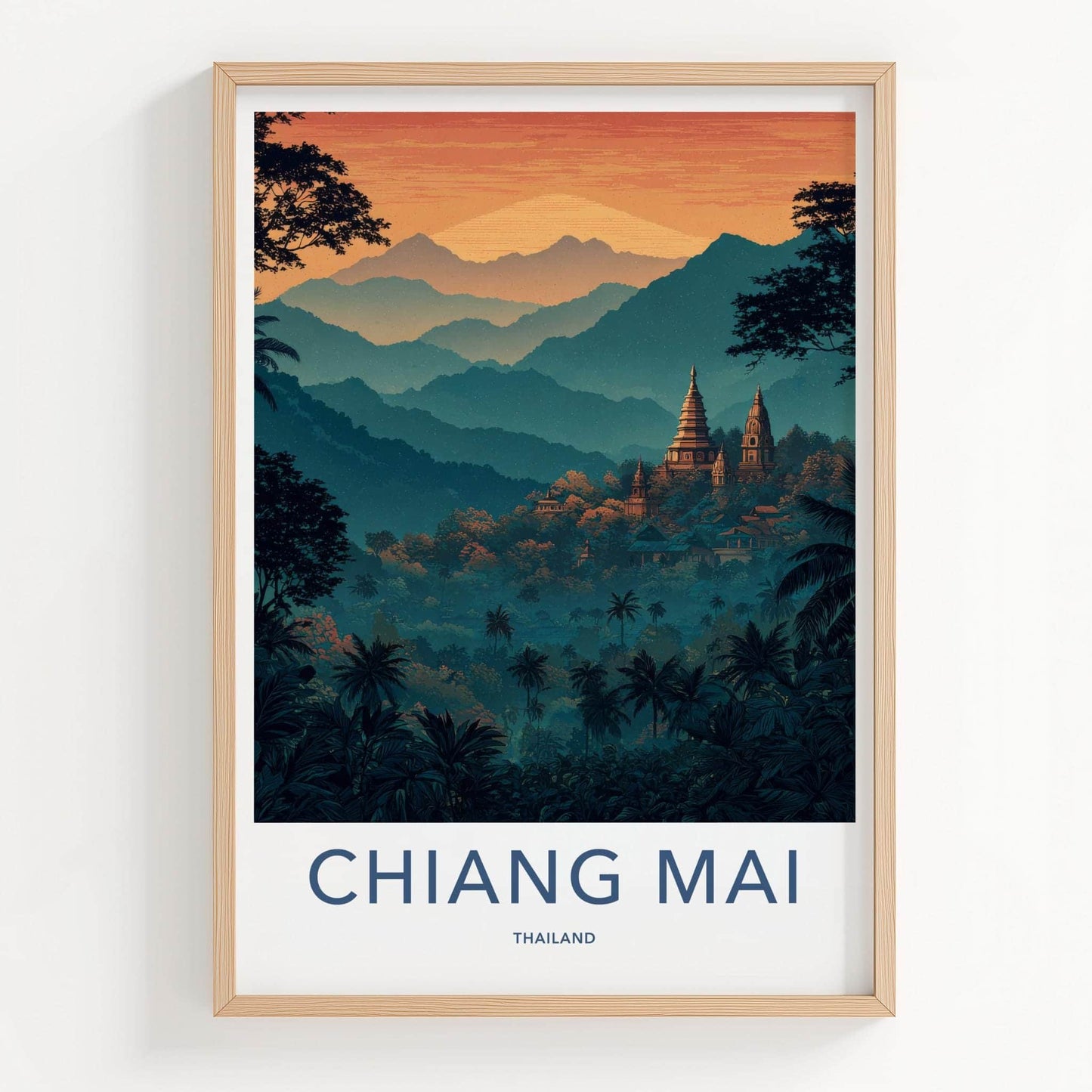 Chiang Mai Poster - Thailand Travel Art - Lush Jungle Temples Home Decor