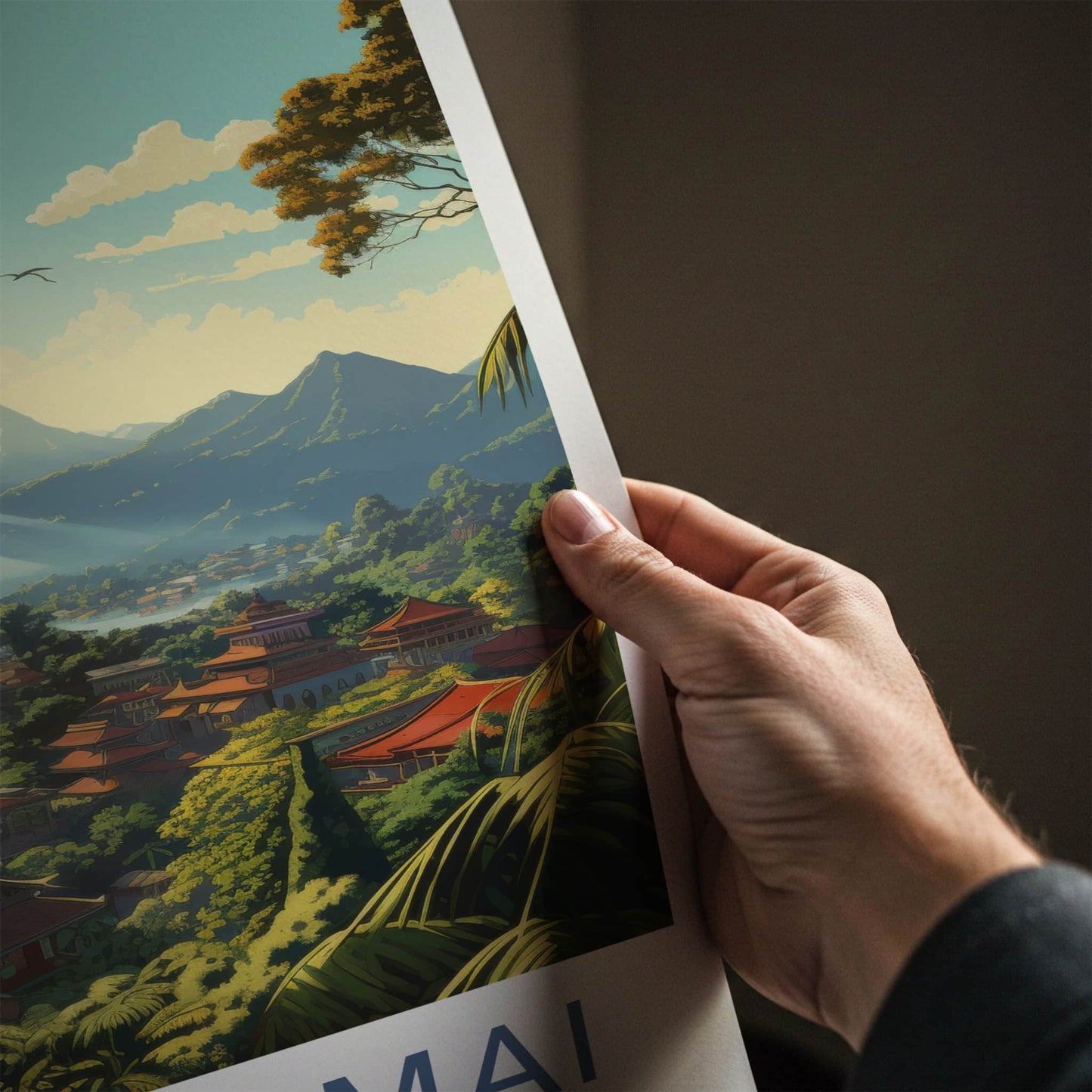Chiang Mai Poster - Thailand Travel Art - Pagoda Jungle Sunrays Home Decor