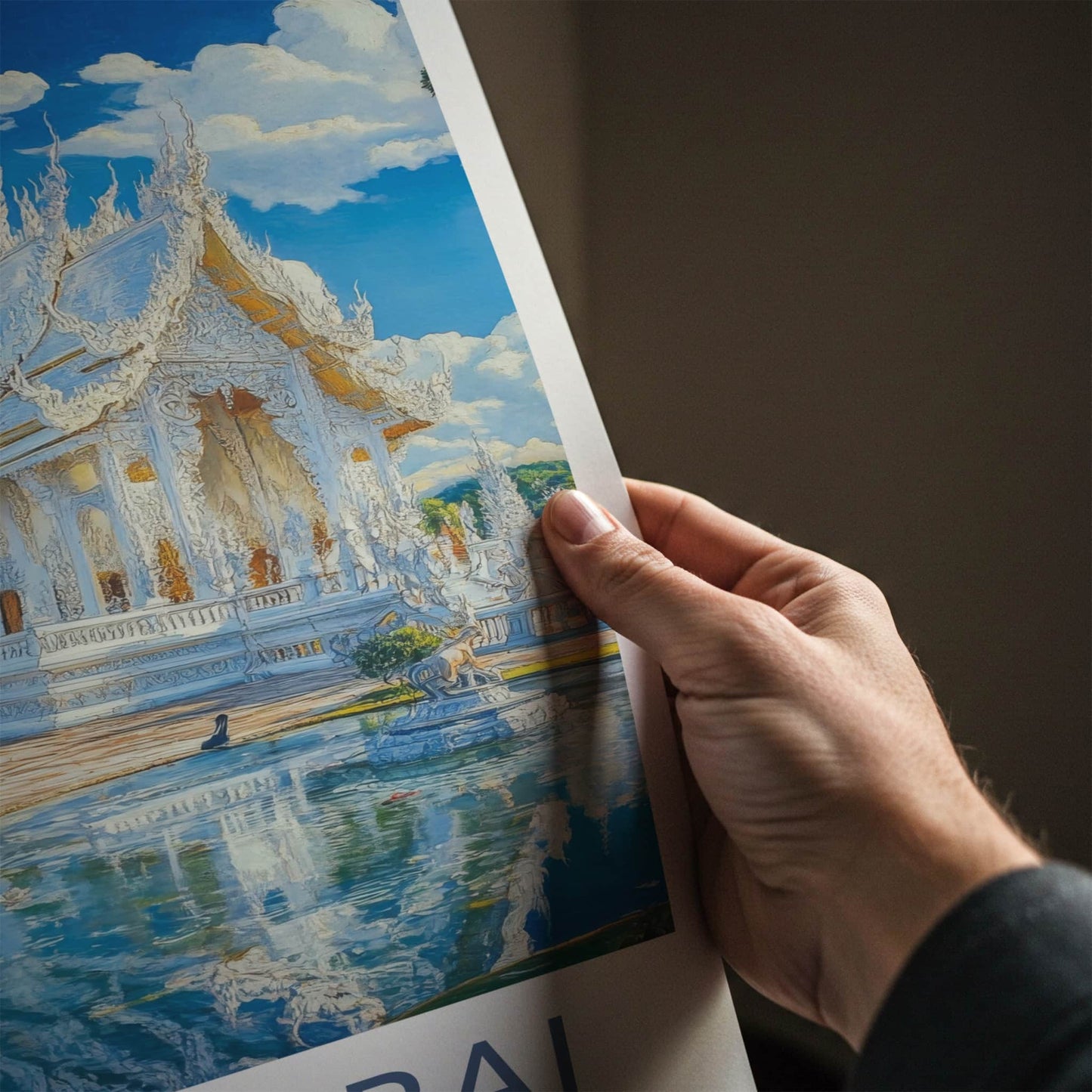Chiang Rai Poster - Thailand Travel Art - Ornate White Temple Home Decor