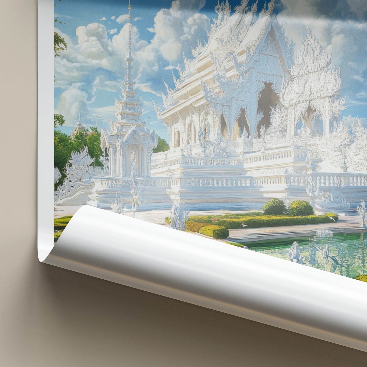Chiang Rai Poster - Thailand Travel Art - Ornate White Temple Wall Decor