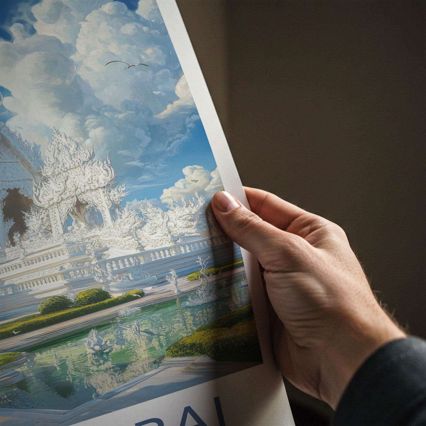 Chiang Rai Poster - Thailand Travel Art - Ornate White Temple Wall Decor