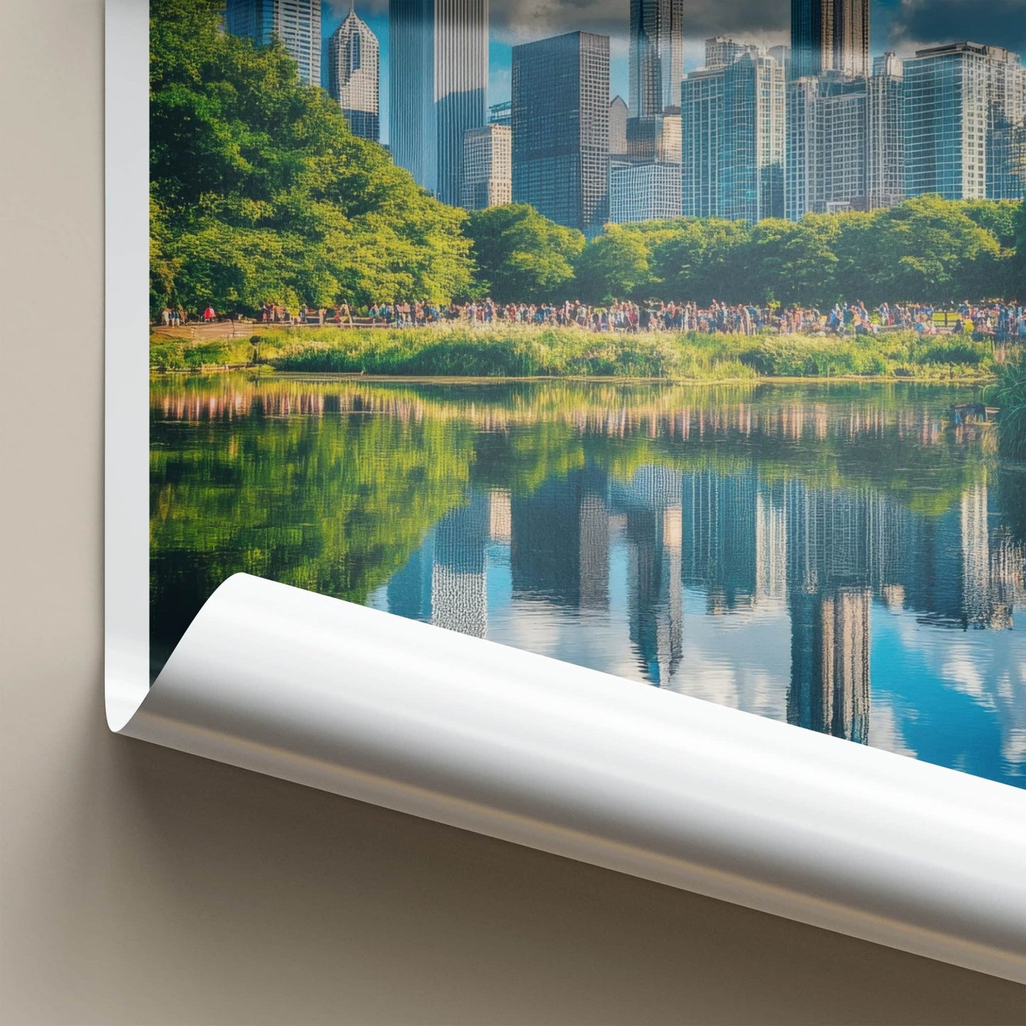 Chicago Poster - Illinois Art Print - City Skyline Reflection Home Decor