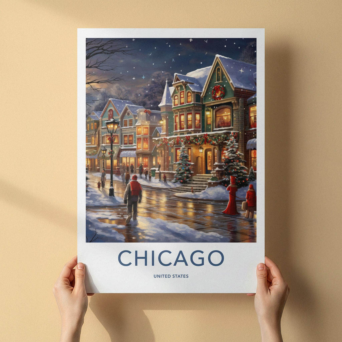 Chicago Wall Art - Winter Scene Art With Victorian Architecture