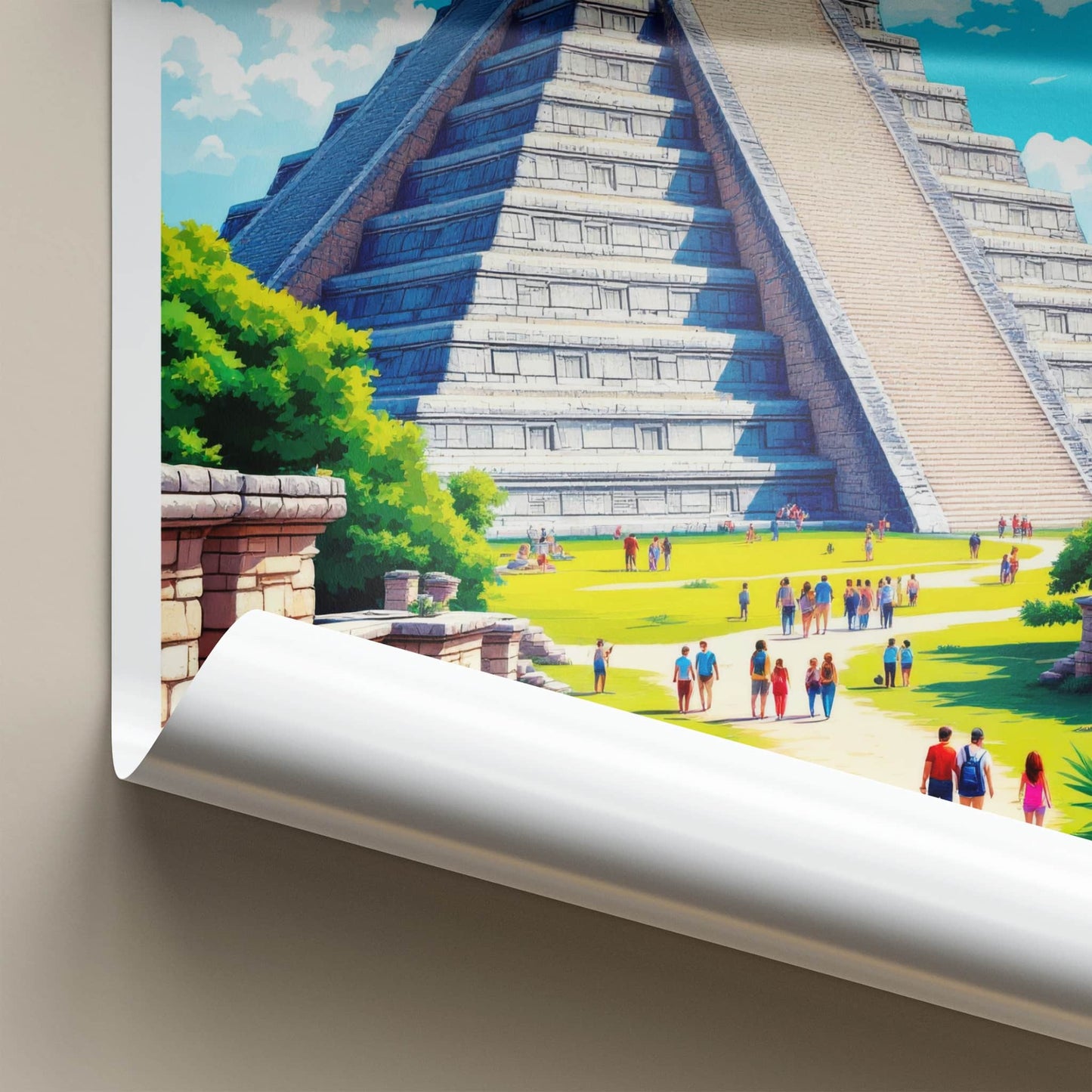 Chichen Itza Poster - Mexico Travel Art - Ancient Maya Temple Home Decor
