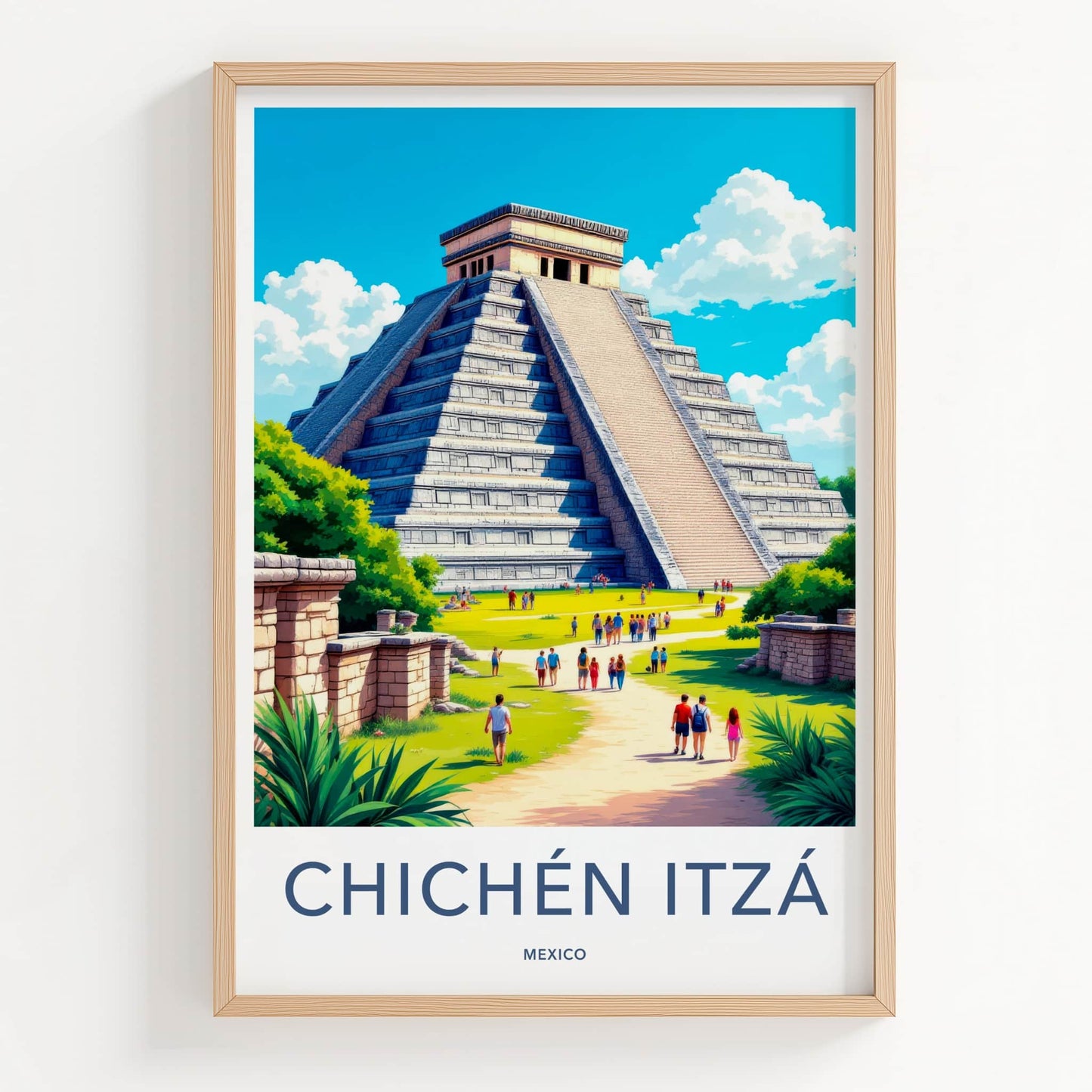 Chichen Itza Poster - Mexico Travel Art - Ancient Maya Temple Home Decor