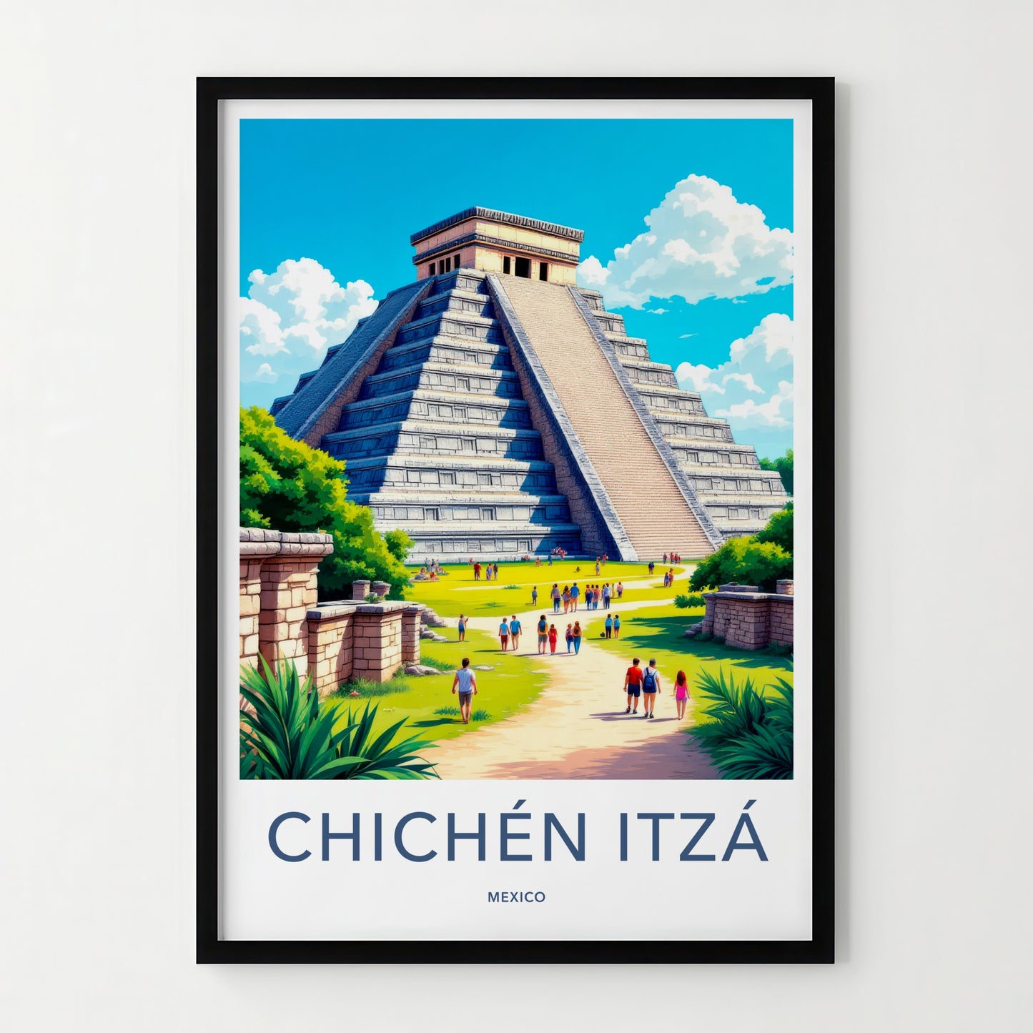 Chichen Itza Poster - Mexico Travel Art - Ancient Maya Temple Home Decor