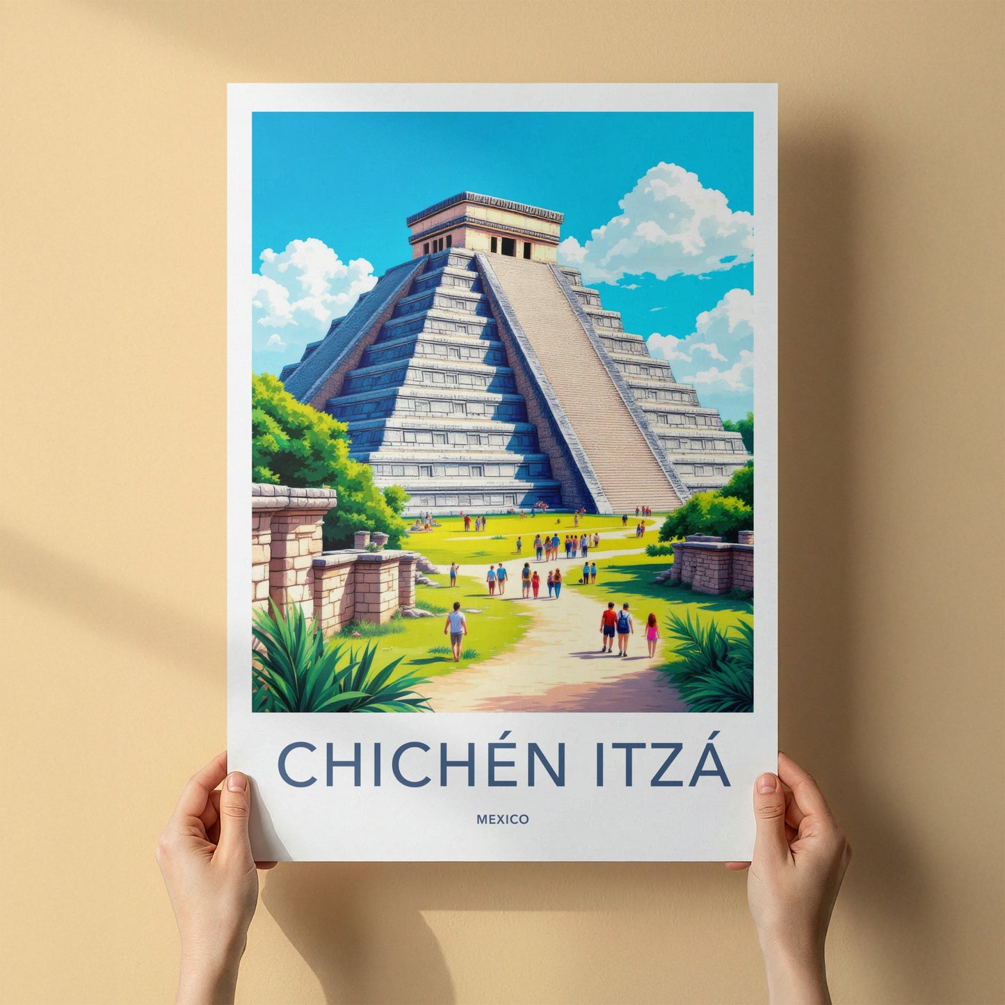 Chichen Itza Poster - Mexico Travel Art - Ancient Maya Temple Home Decor