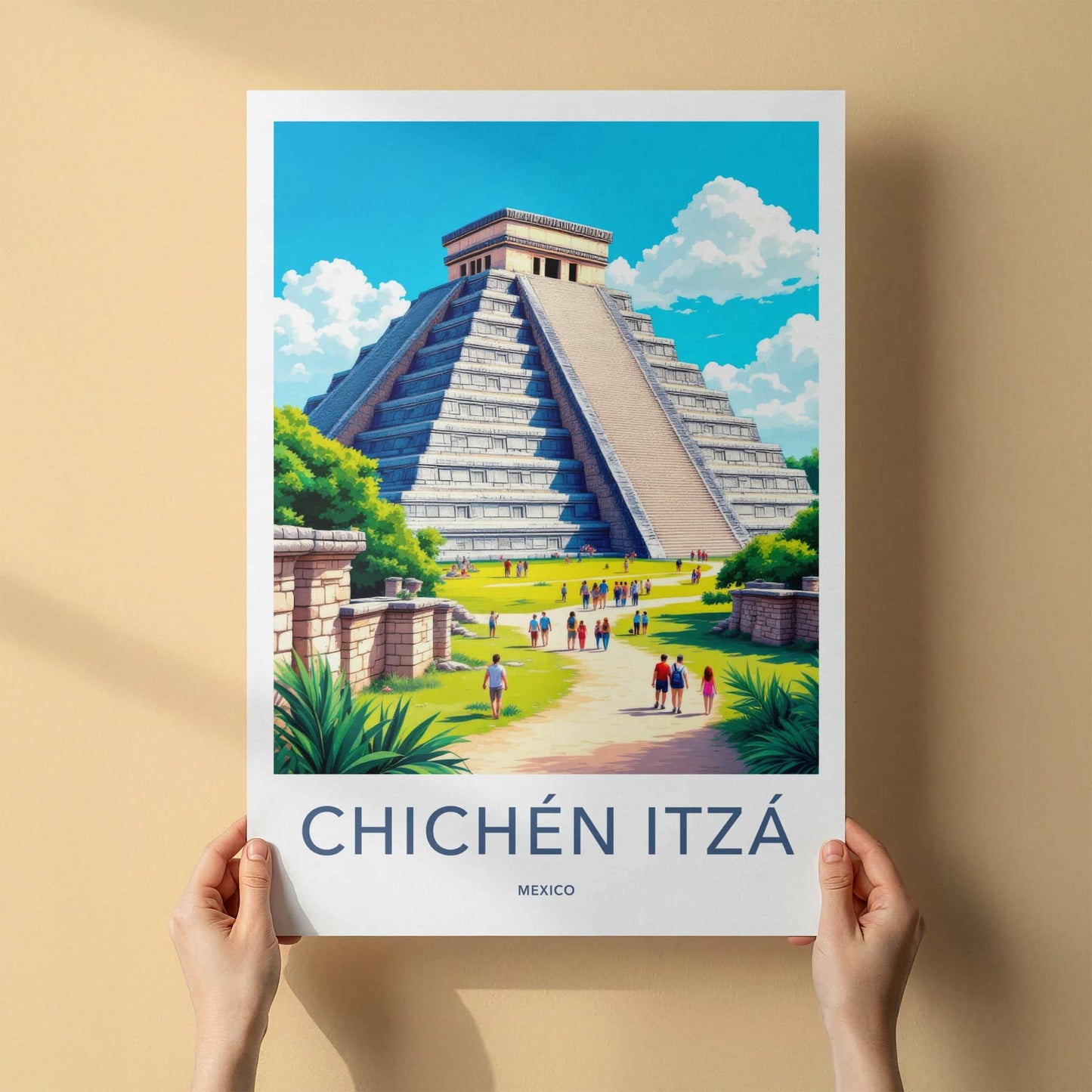 Chichen Itza Poster - Mexico Travel Art - Ancient Maya Temple Home Decor