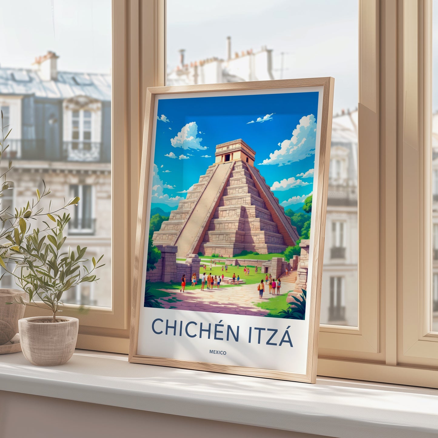 Chichen Itza Poster - Mexico Travel Art - Ancient Mayan Pyramid Home Decor