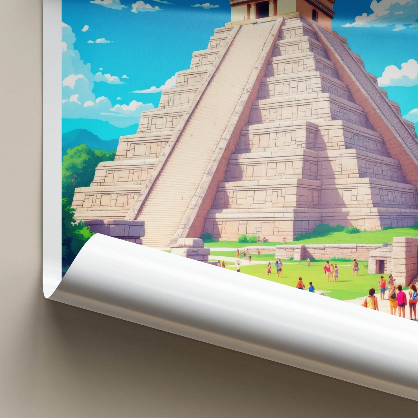 Chichen Itza Poster - Mexico Travel Art - Ancient Mayan Pyramid Home Decor