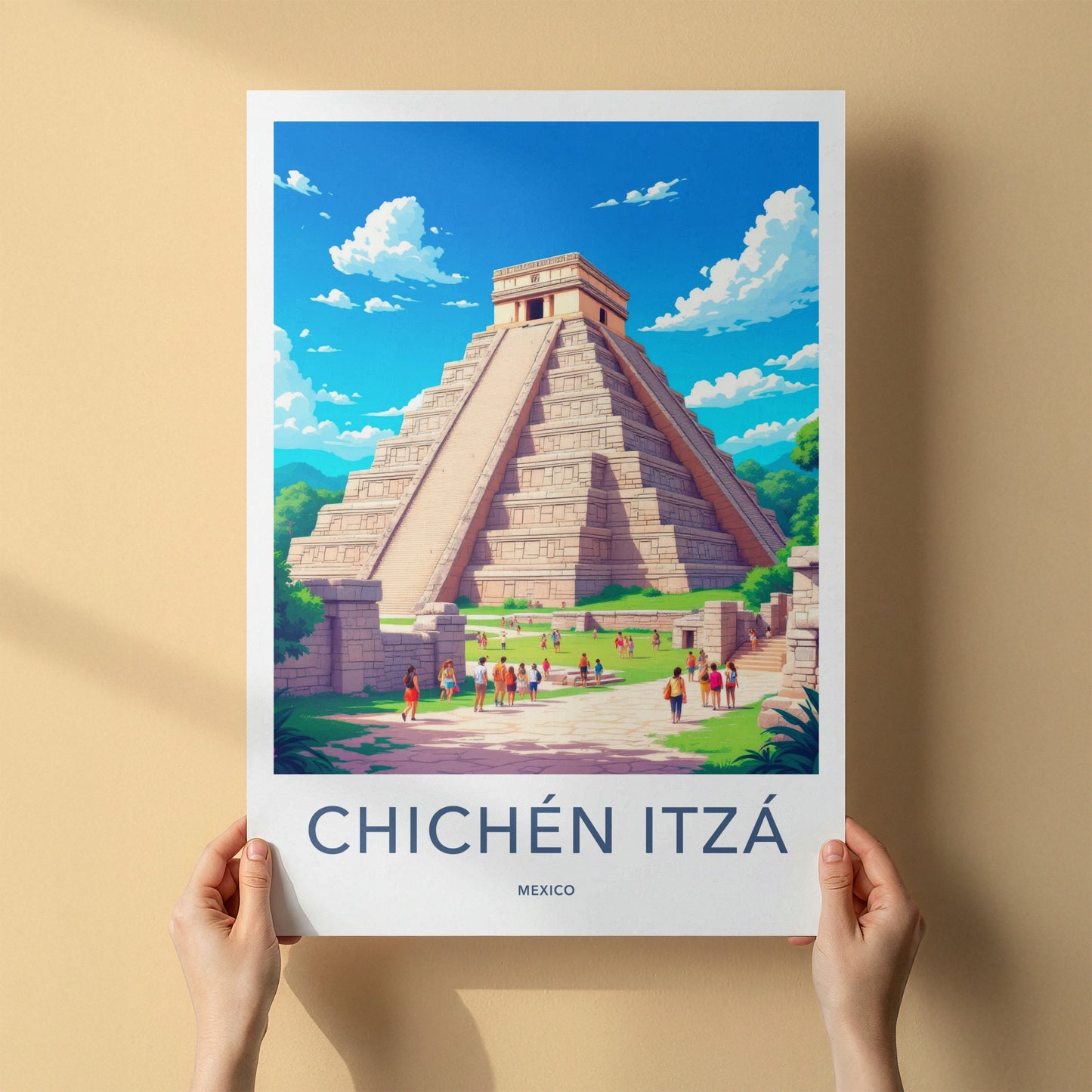 Chichen Itza Poster - Mexico Travel Art - Ancient Mayan Pyramid Home Decor