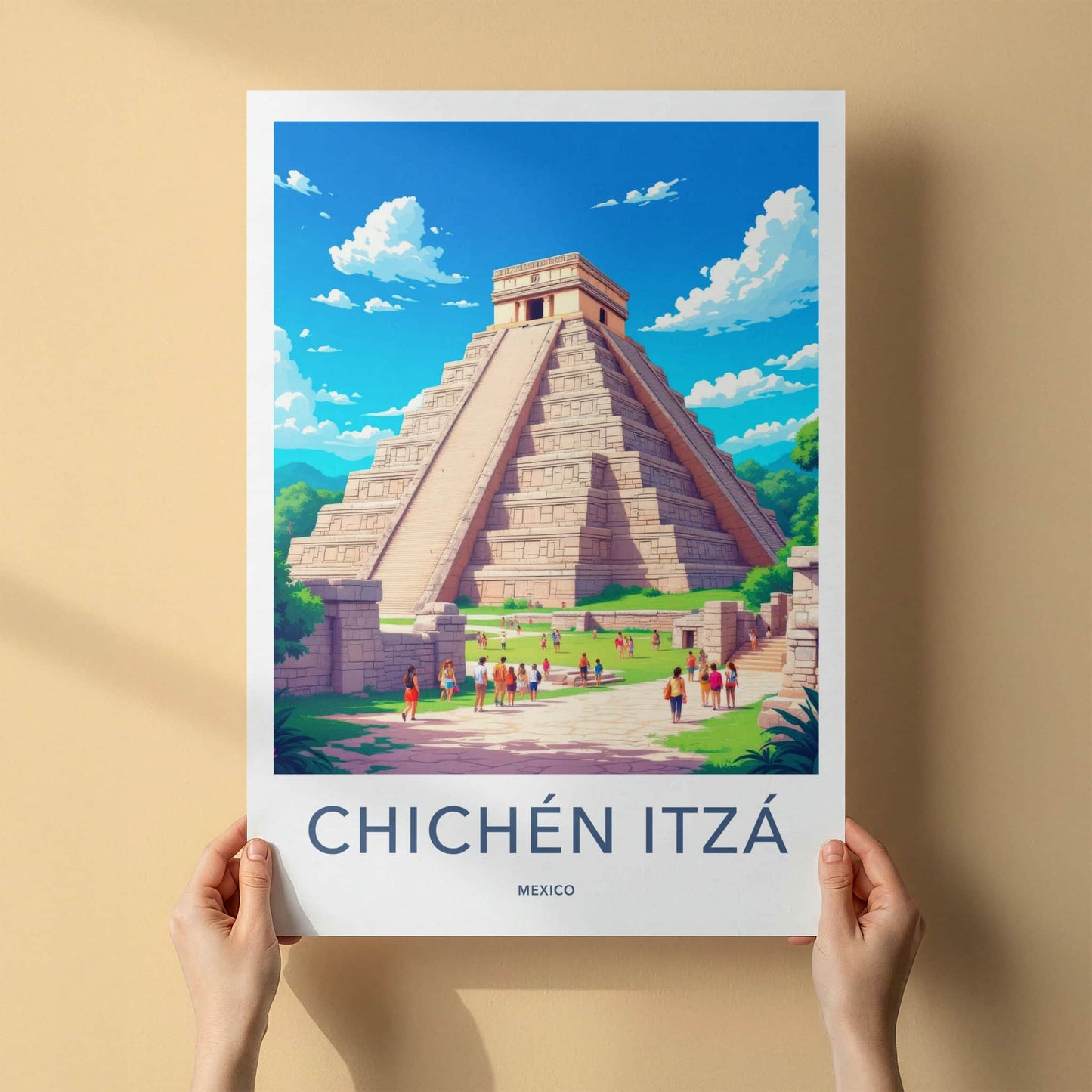 Chichen Itza Poster - Mexico Travel Art - Ancient Mayan Pyramid Home Decor